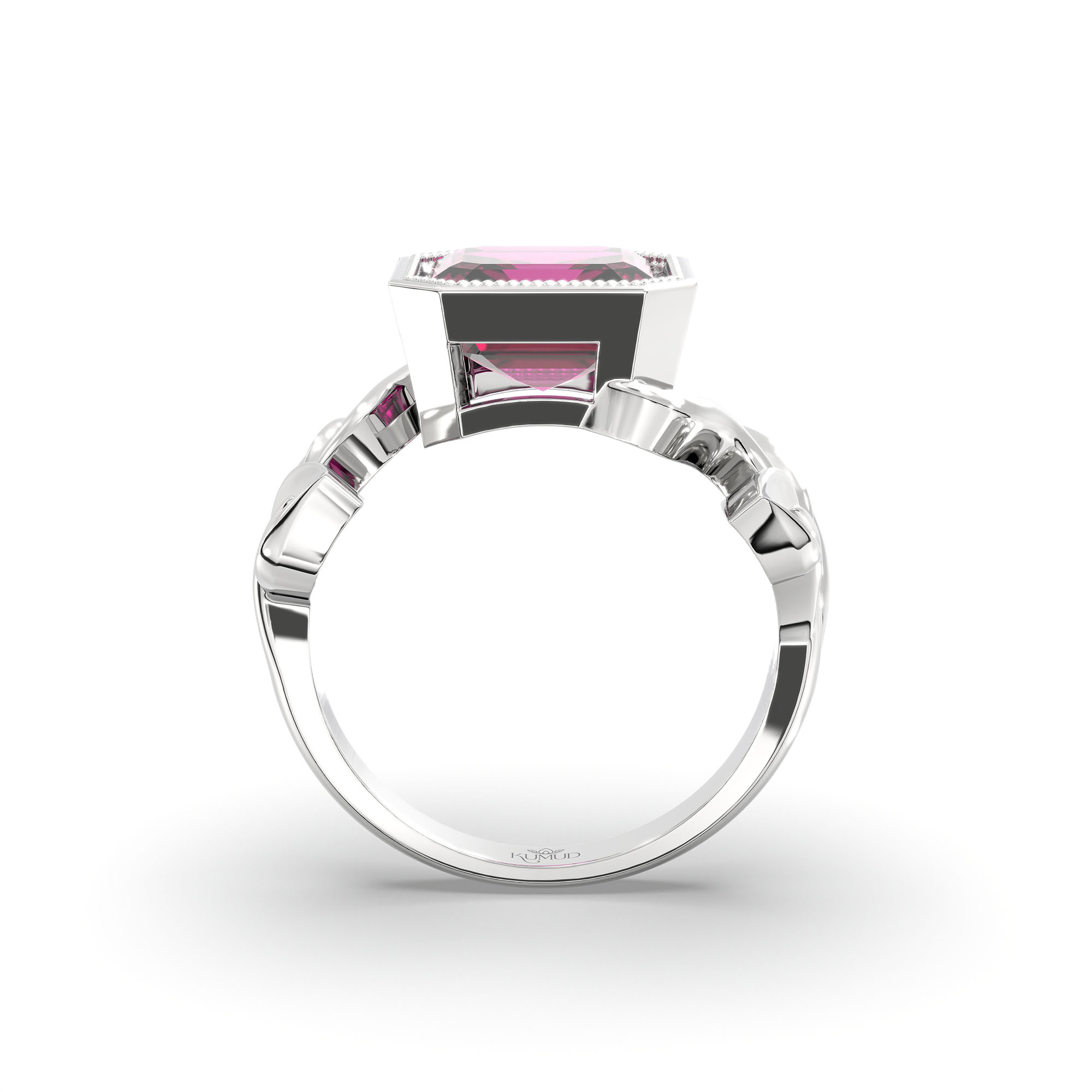 Ruby (Manik) Ring for Women in 925 Sterling Silver – Cushion 8 mm, Bezel Setting, 6 g (Design K15-5) thumbnail