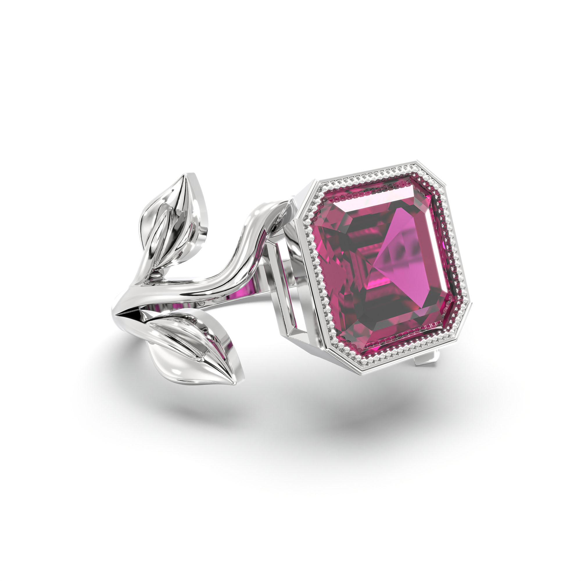 Ruby (Manik) Ring for Women in 925 Sterling Silver – Cushion 8 mm, Bezel Setting, 6 g (Design K15-5) thumbnail