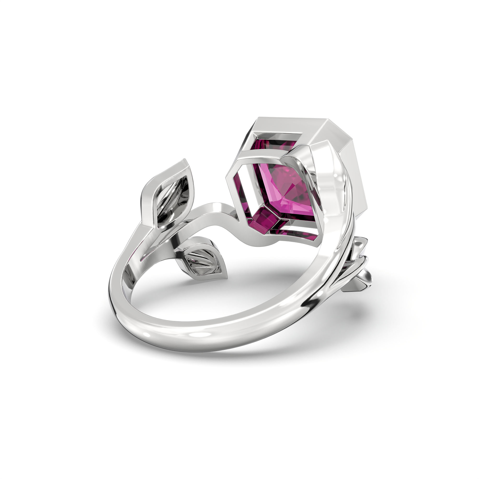 Ruby (Manik) Ring for Women in 925 Sterling Silver – Cushion 8 mm, Bezel Setting, 6 g (Design K15-5) thumbnail