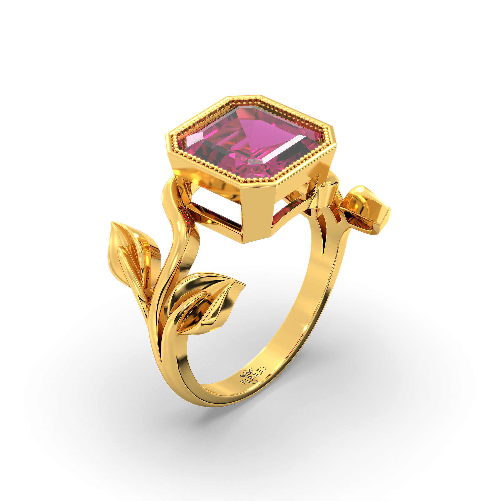 Ruby (Manik) Ring for Women in 22K Yellow Gold – Cushion 8 mm, Bezel Setting, 6 g (Design K15-5) thumbnail