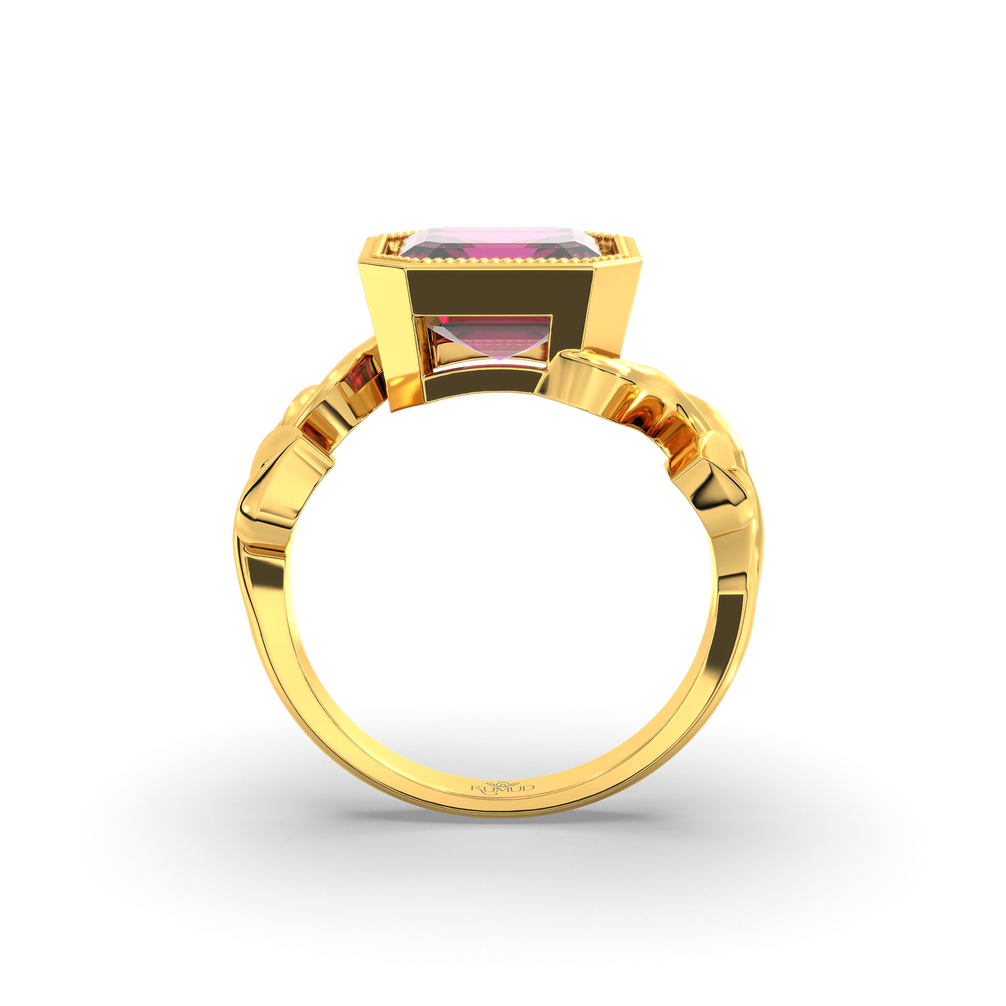 Ruby (Manik) Ring for Women in 22K Yellow Gold – Cushion 8 mm, Bezel Setting, 6 g (Design K15-5) thumbnail
