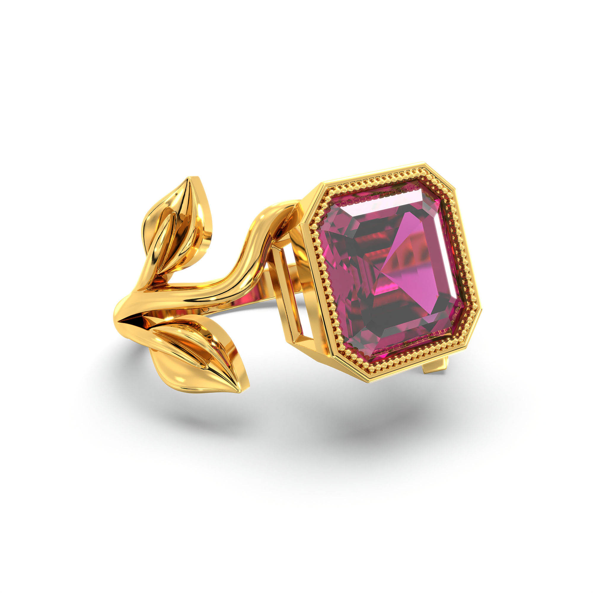 Ruby (Manik) Ring for Women in 22K Yellow Gold – Cushion 8 mm, Bezel Setting, 6 g (Design K15-5) thumbnail