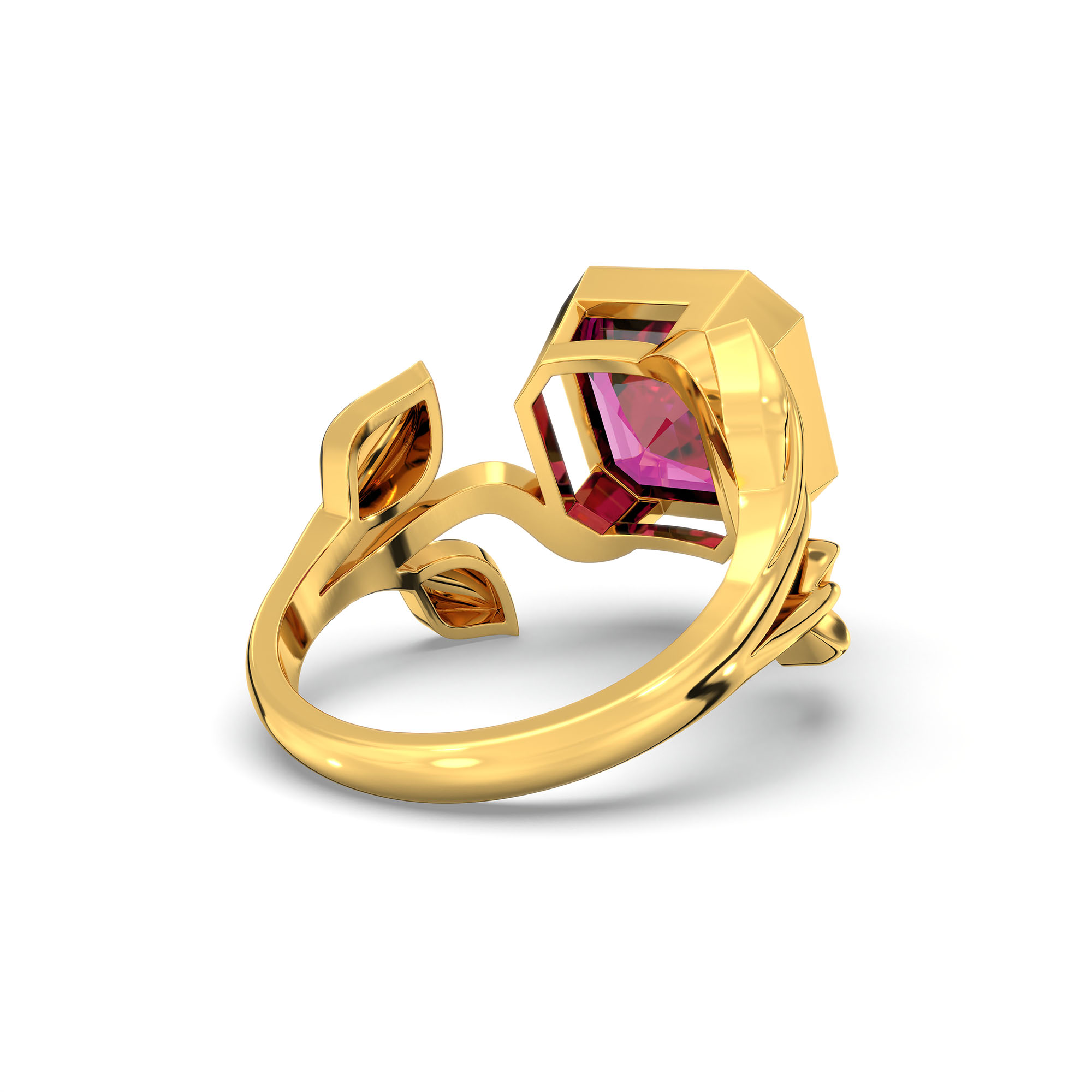Ruby (Manik) Ring for Women in 22K Yellow Gold – Cushion 8 mm, Bezel Setting, 6 g (Design K15-5) thumbnail