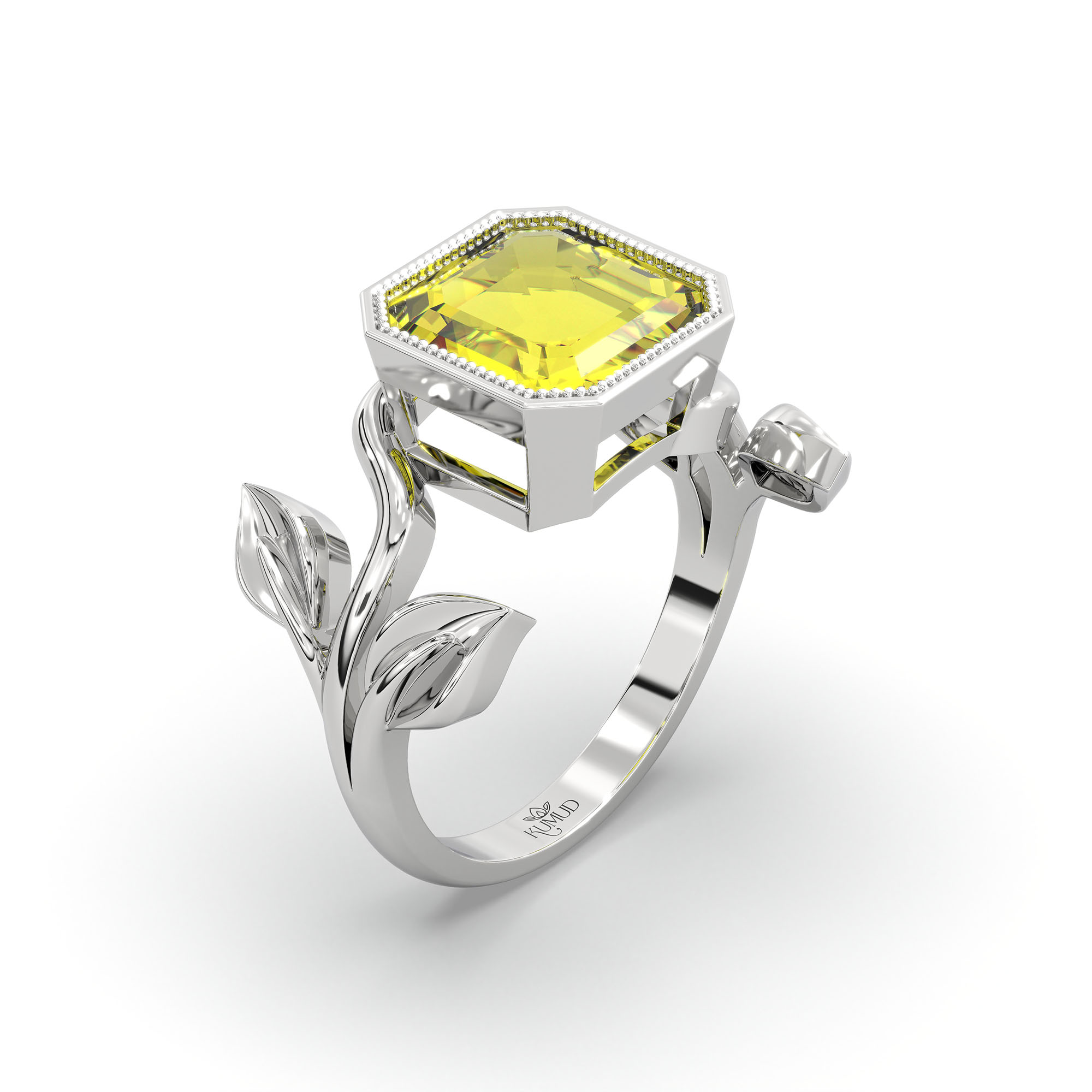Yellow Sapphire (Pukhraj) Ring for Women in 925 Sterling Silver – Cushion 8 mm, Bezel Setting, 6 g (Design K15-5) thumbnail