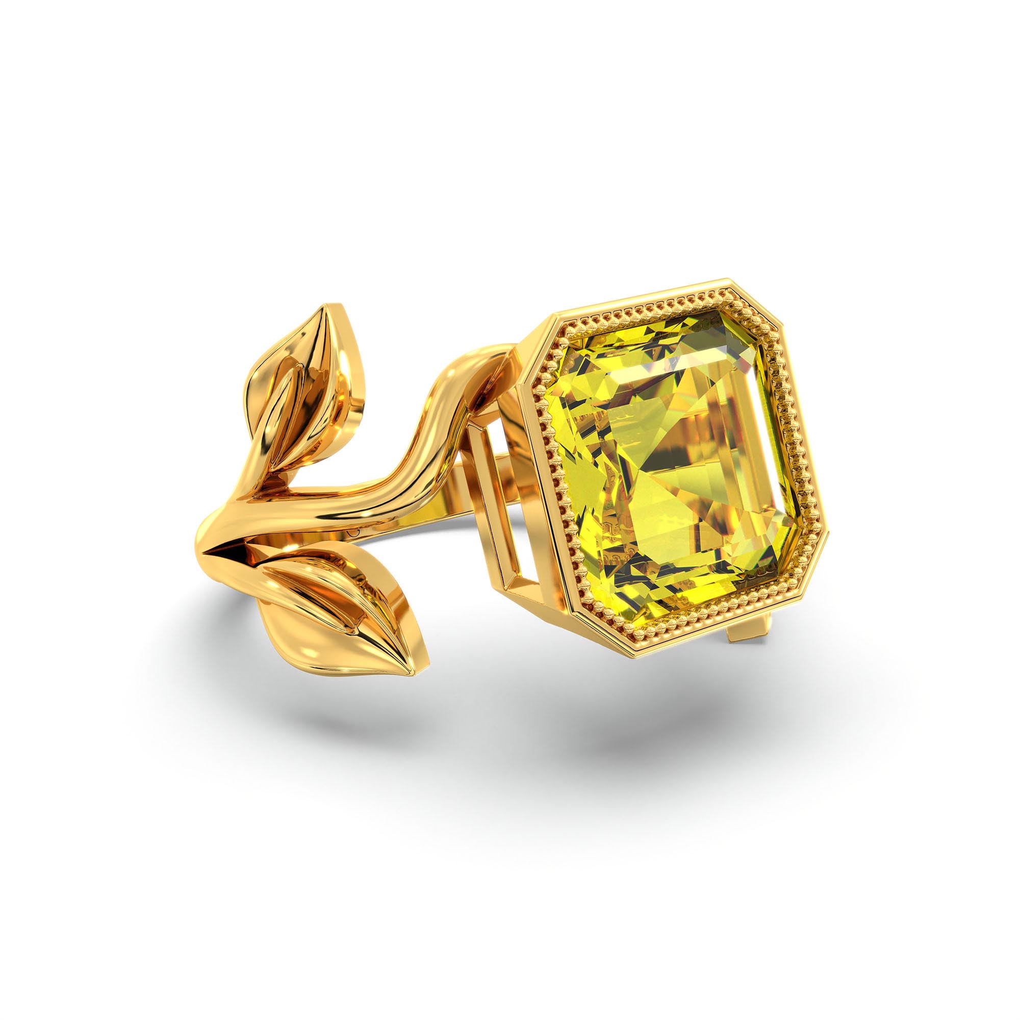 Yellow Sapphire (Pukhraj) Ring for Women in 22K Yellow Gold – Cushion 8 mm, Bezel Setting, 6 g (Design K15-5) thumbnail