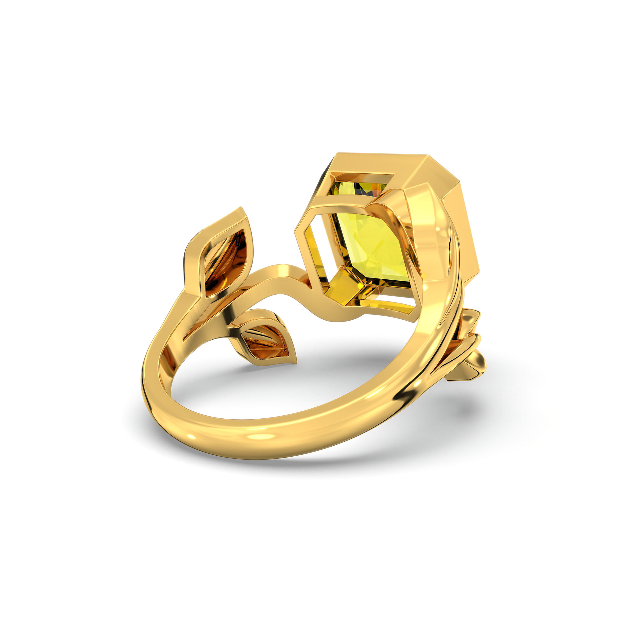 Yellow Sapphire (Pukhraj) Ring for Women in 22K Yellow Gold – Cushion 8 mm, Bezel Setting, 6 g (Design K15-5) thumbnail