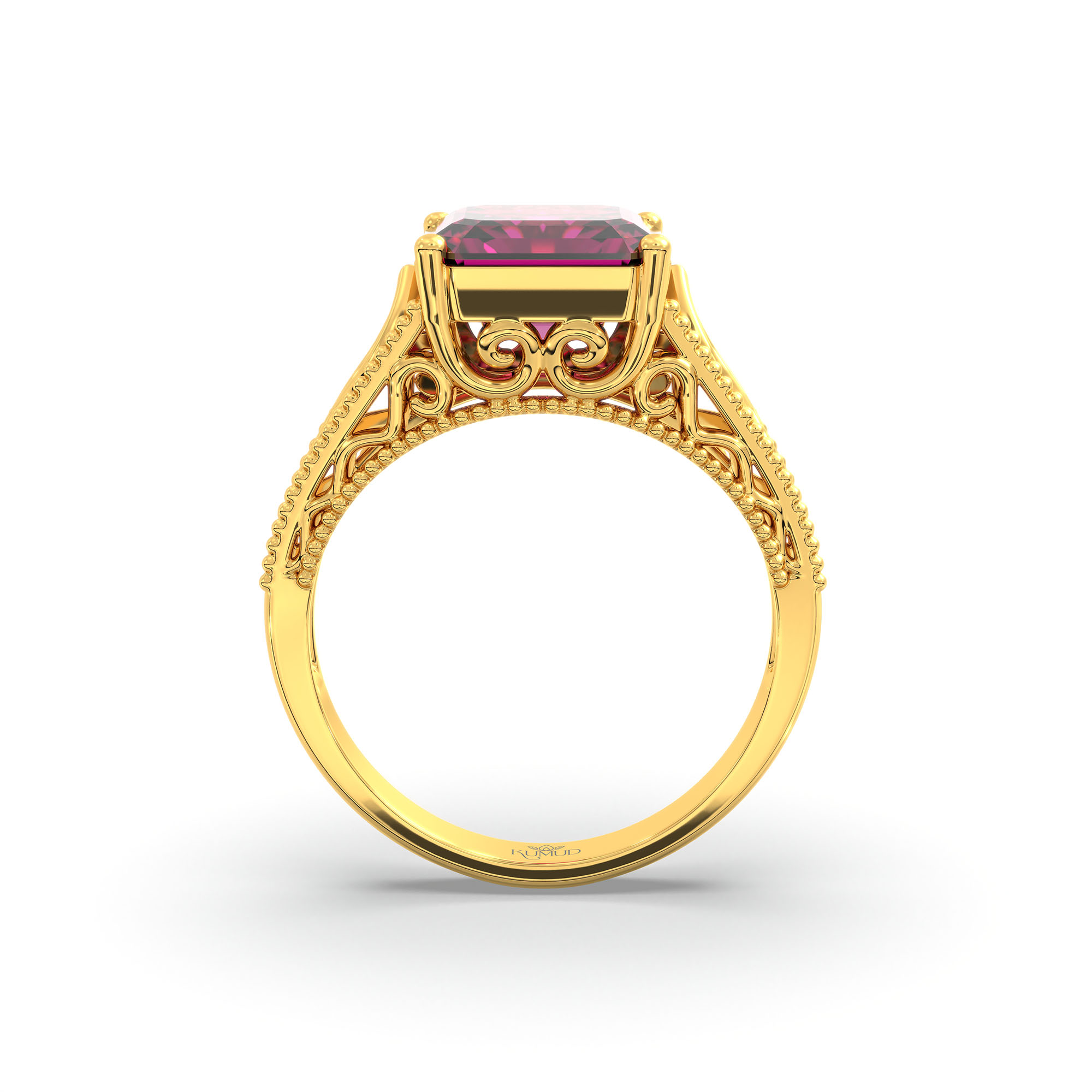 Ruby (Manik) Ring in 22K Yellow Gold – Cushion 8 mm, Prong Setting, 4 g (Design K15-6) thumbnail