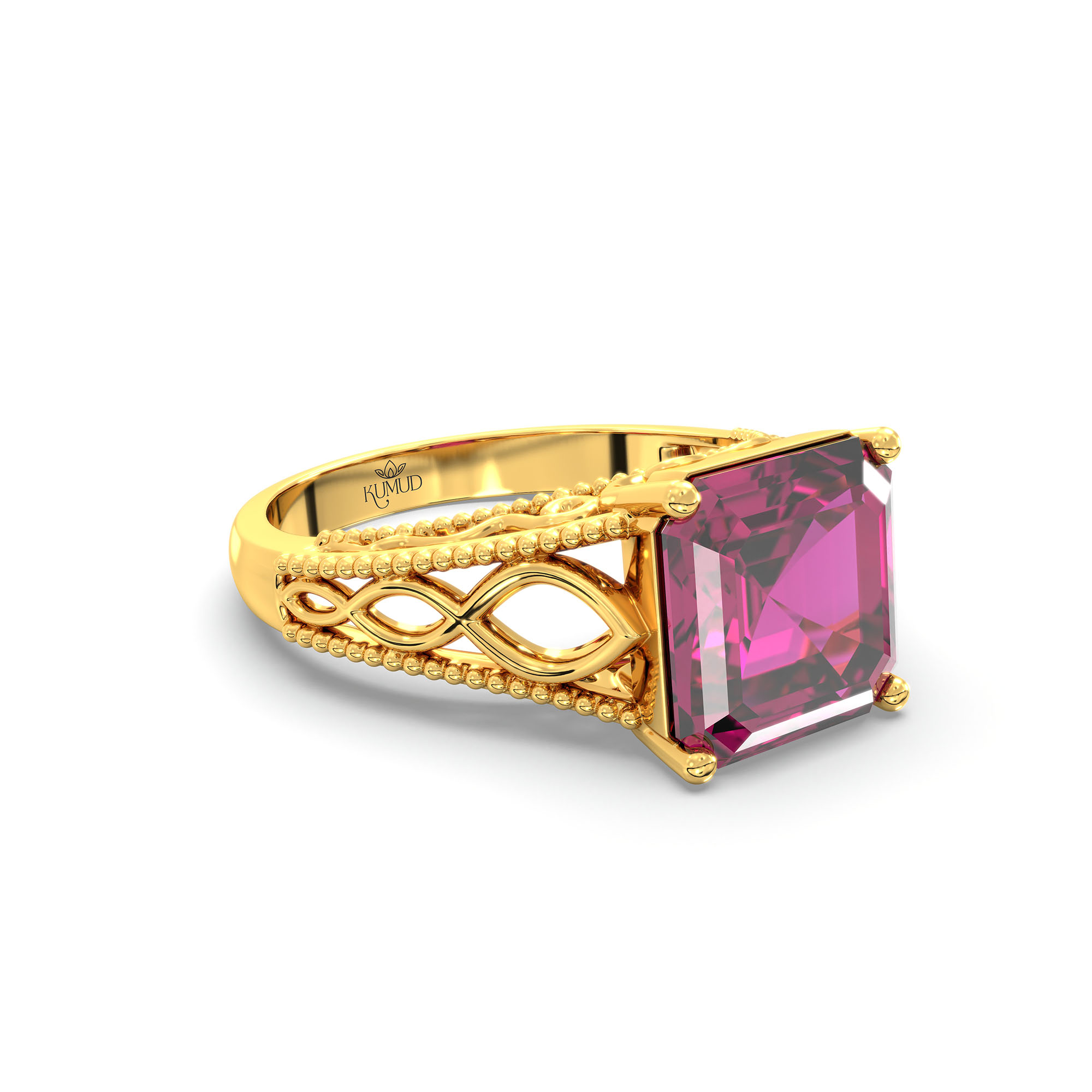 Ruby (Manik) Ring in 22K Yellow Gold – Cushion 8 mm, Prong Setting, 4 g (Design K15-6) thumbnail