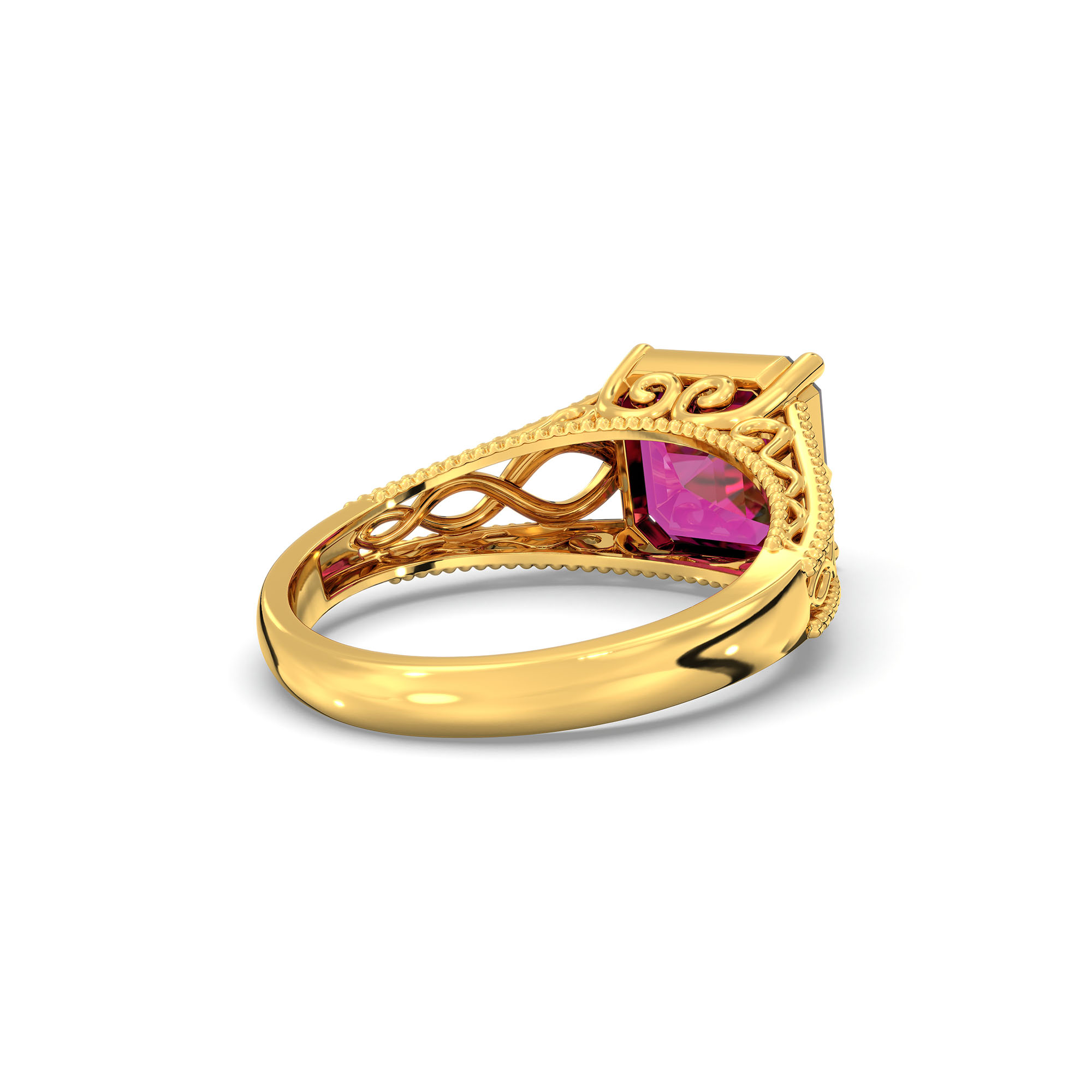 Ruby (Manik) Ring in 22K Yellow Gold – Cushion 8 mm, Prong Setting, 4 g (Design K15-6) thumbnail