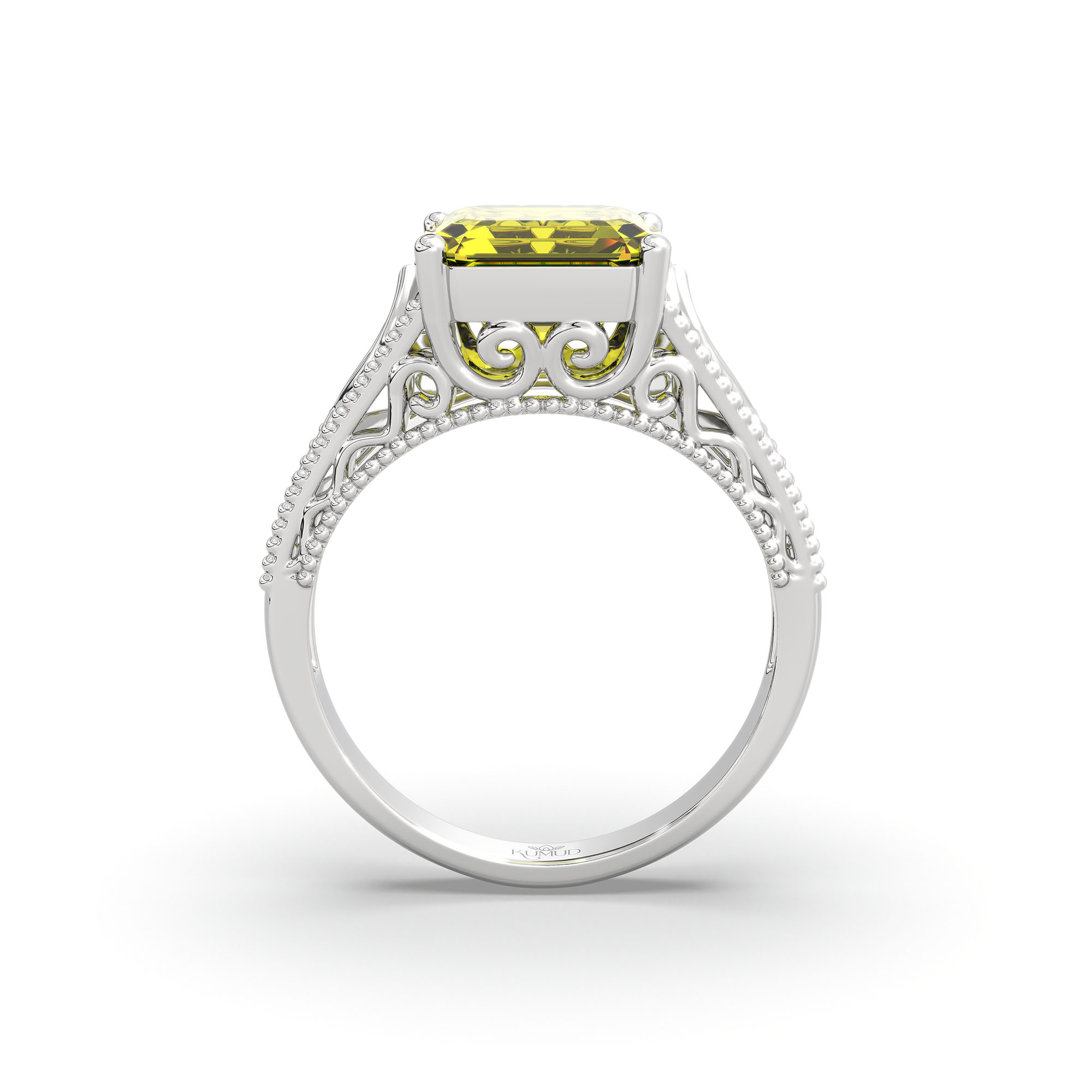 Yellow Sapphire (Pukhraj) Ring in 925 Sterling Silver – Cushion 8 mm, Prong Setting, 4 g (Design K15-6) thumbnail