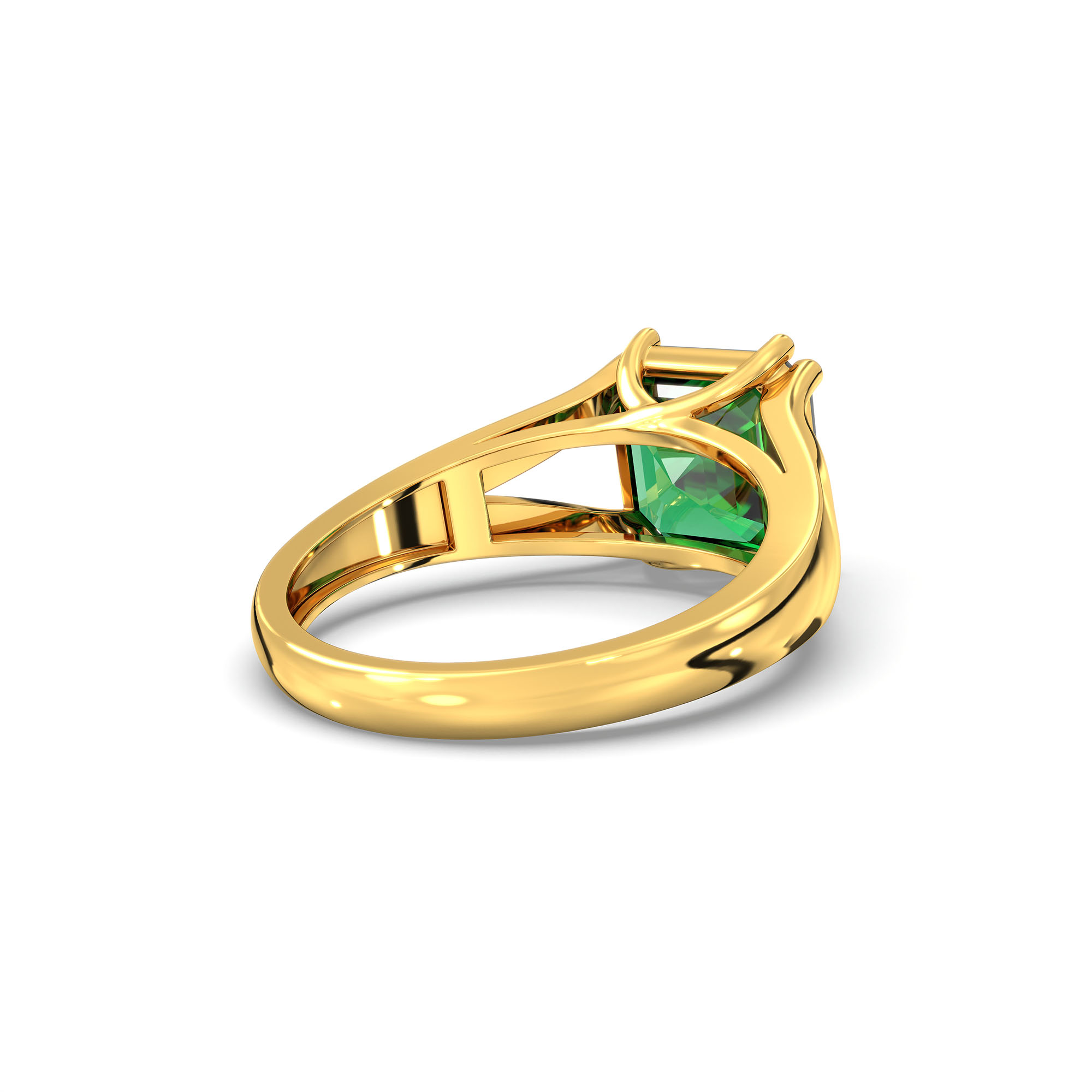 Emerald (Panna) Ring in 22K Yellow Gold – Cushion 8 mm, Prong Setting, 5 g (Design K15-7) thumbnail