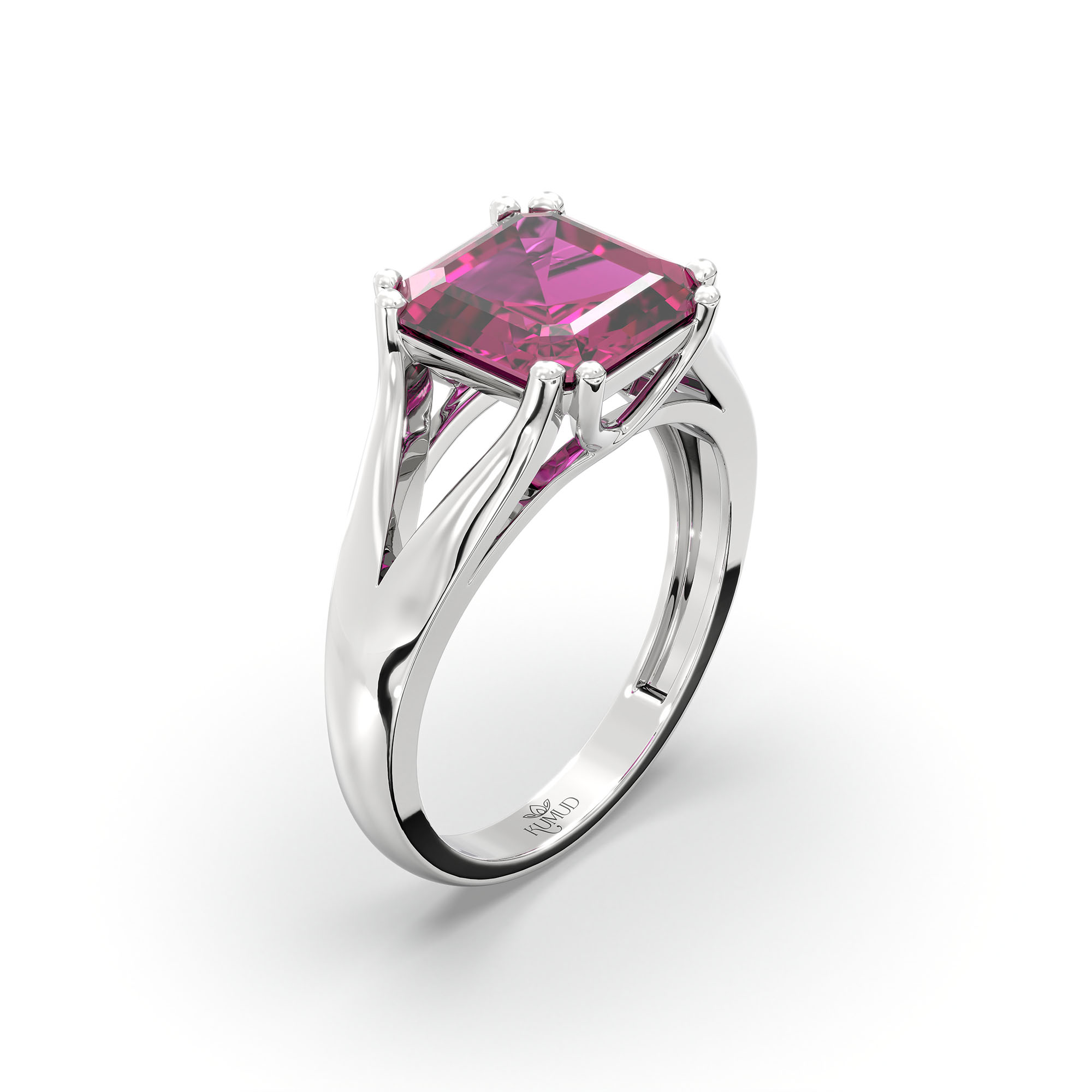 Ruby (Manik) Ring in 925 Sterling Silver – Cushion 8 mm, Prong Setting, 5 g (Design K15-7) thumbnail