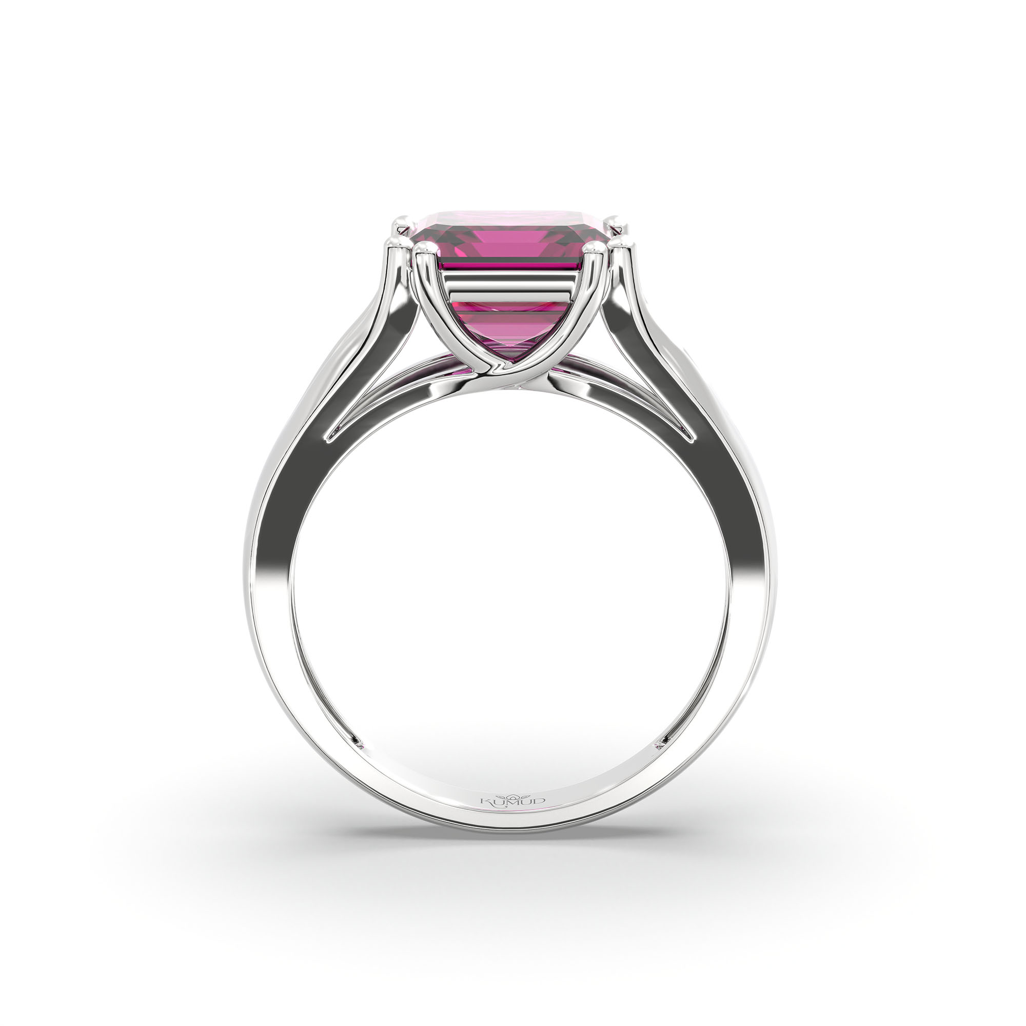 Ruby (Manik) Ring in 18K White Gold – Cushion 8 mm, Prong Setting, 5 g (Design K15-7) thumbnail