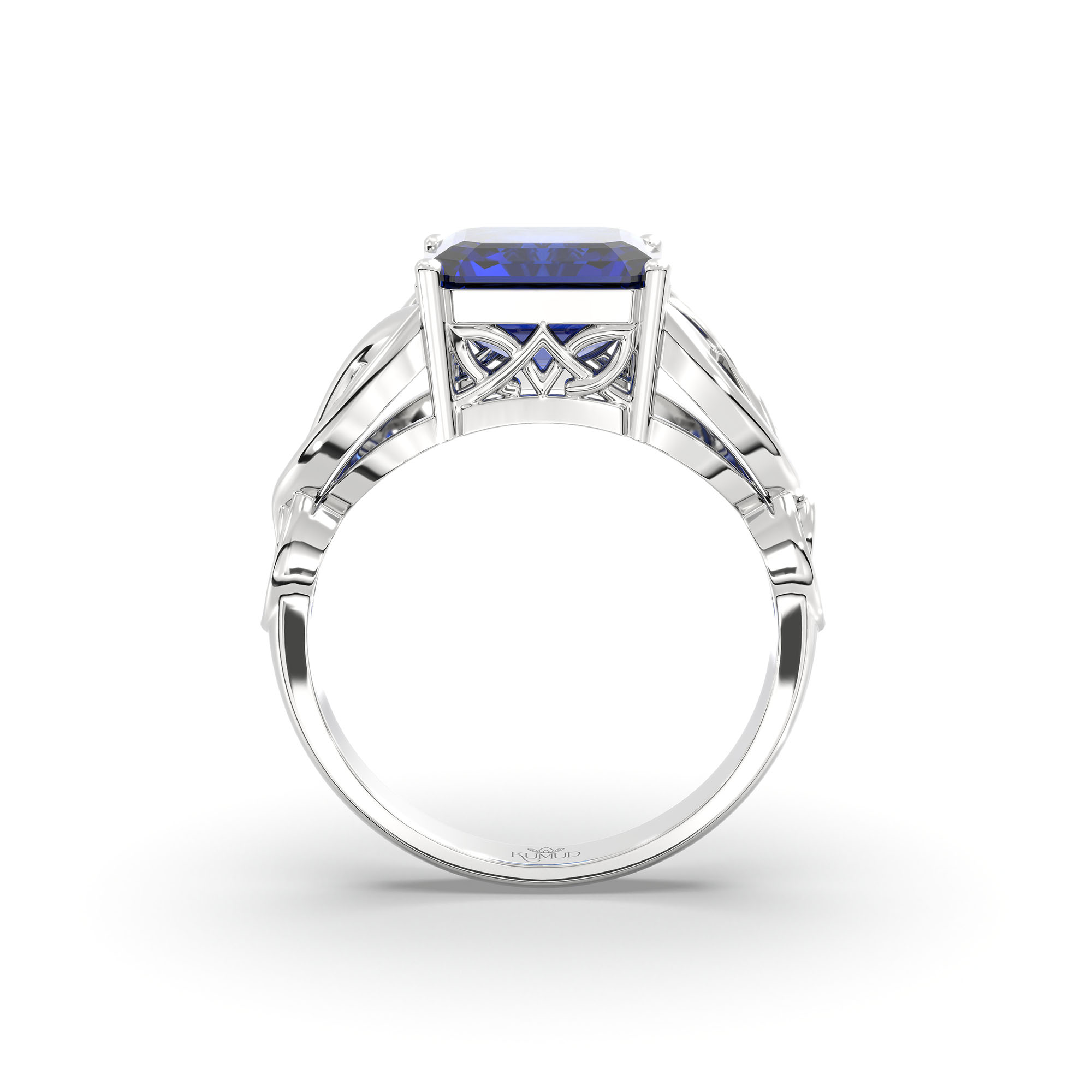 Blue Sapphire (Neelam) Ring in 925 Sterling Silver – Cushion 8 mm, Prong Setting, 4 g (Design K15-8) thumbnail