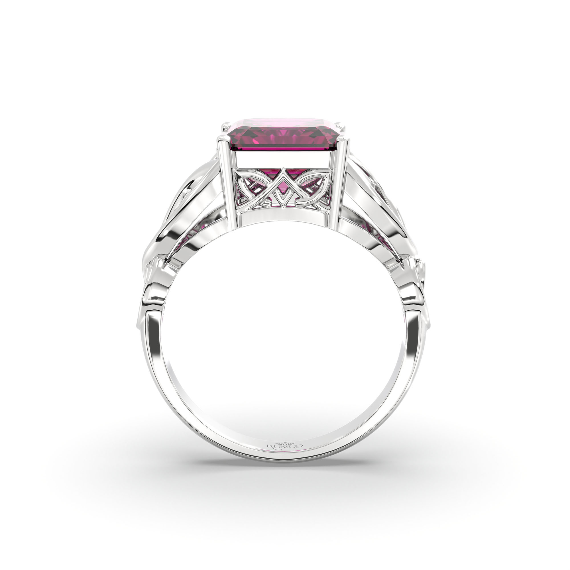 Ruby (Manik) Ring in 925 Sterling Silver – Cushion 8 mm, Prong Setting, 4 g (Design K15-8) thumbnail