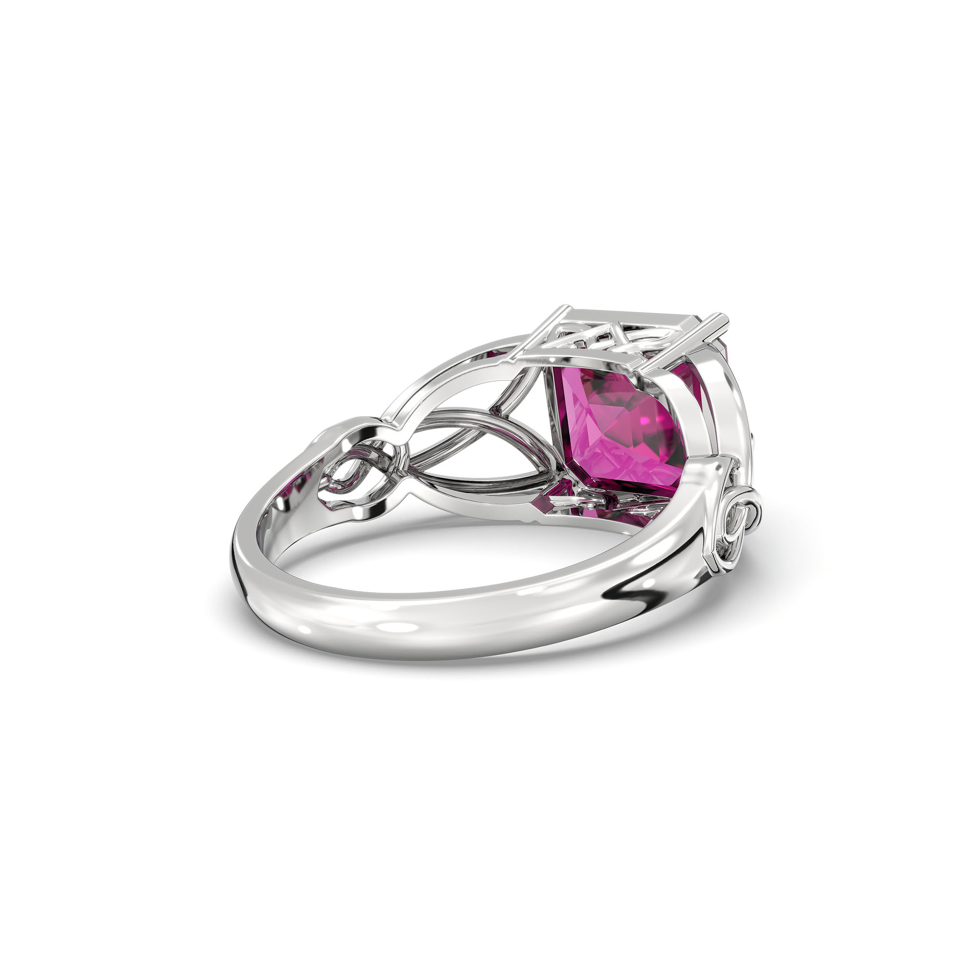 Ruby (Manik) Ring in 925 Sterling Silver – Cushion 8 mm, Prong Setting, 4 g (Design K15-8) thumbnail