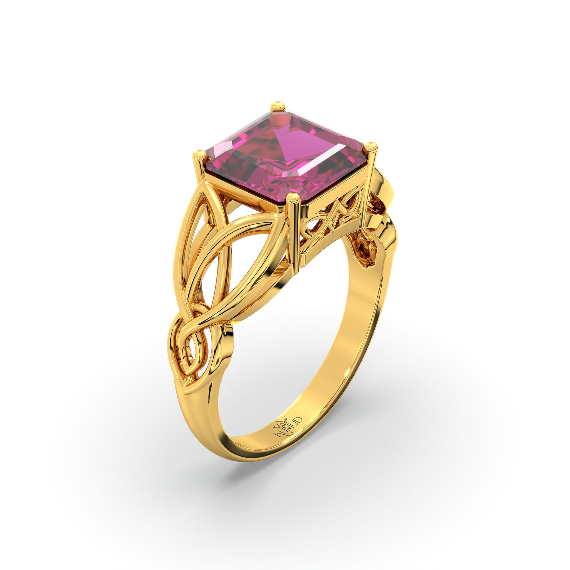 Ruby (Manik) Ring in 22K Yellow Gold – Cushion 8 mm, Prong Setting, 4 g (Design K15-8) thumbnail