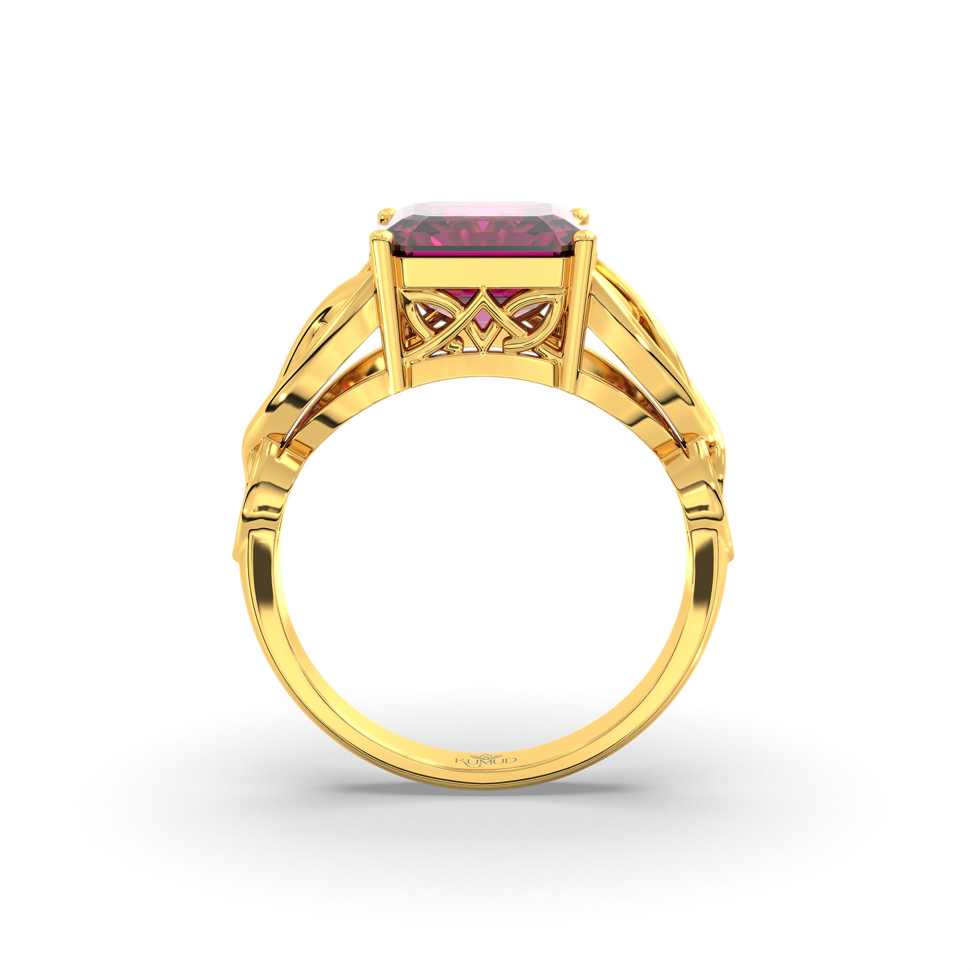 Ruby (Manik) Ring in 22K Yellow Gold – Cushion 8 mm, Prong Setting, 4 g (Design K15-8) thumbnail
