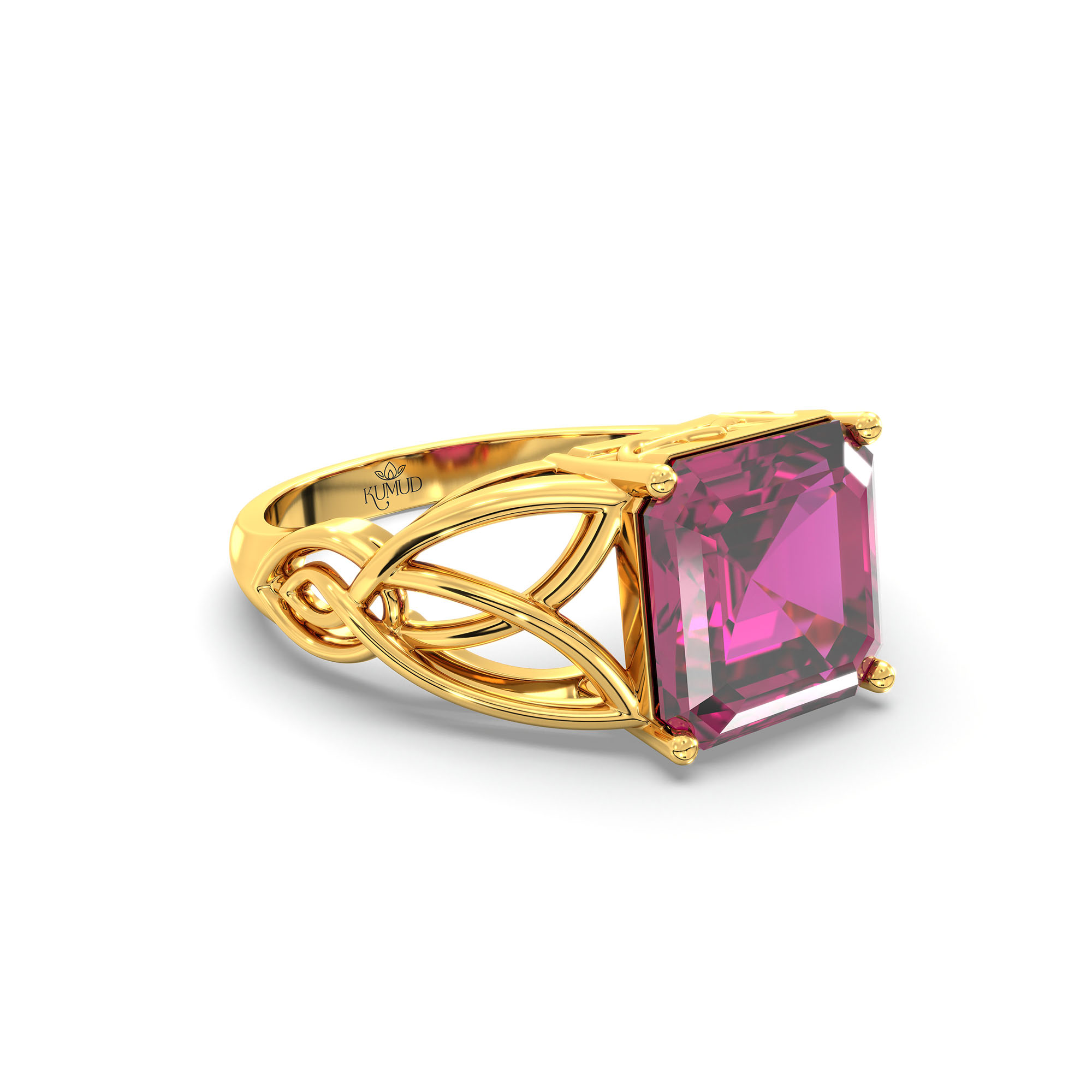 Ruby (Manik) Ring in 22K Yellow Gold – Cushion 8 mm, Prong Setting, 4 g (Design K15-8) thumbnail