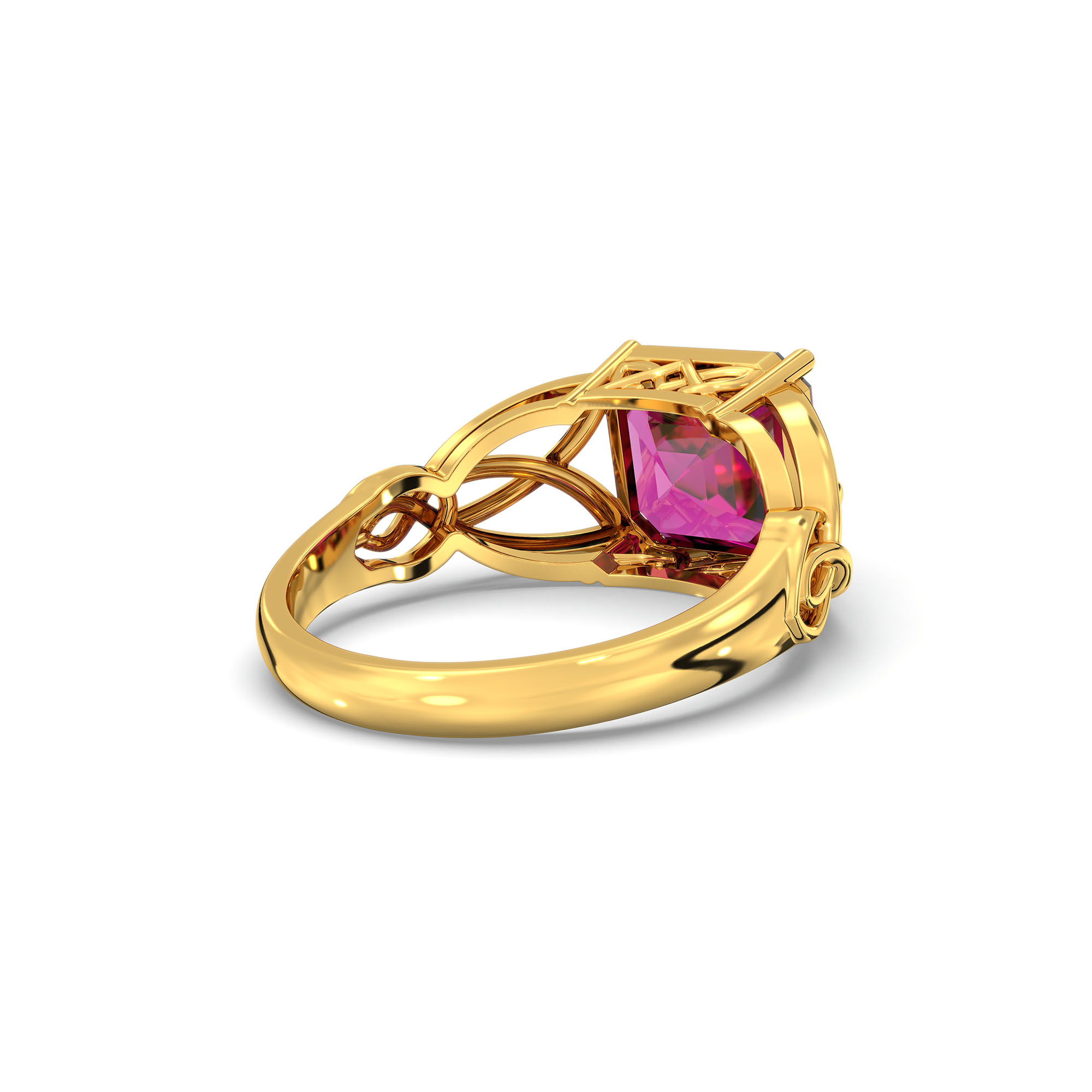 Ruby (Manik) Ring in 22K Yellow Gold – Cushion 8 mm, Prong Setting, 4 g (Design K15-8) thumbnail