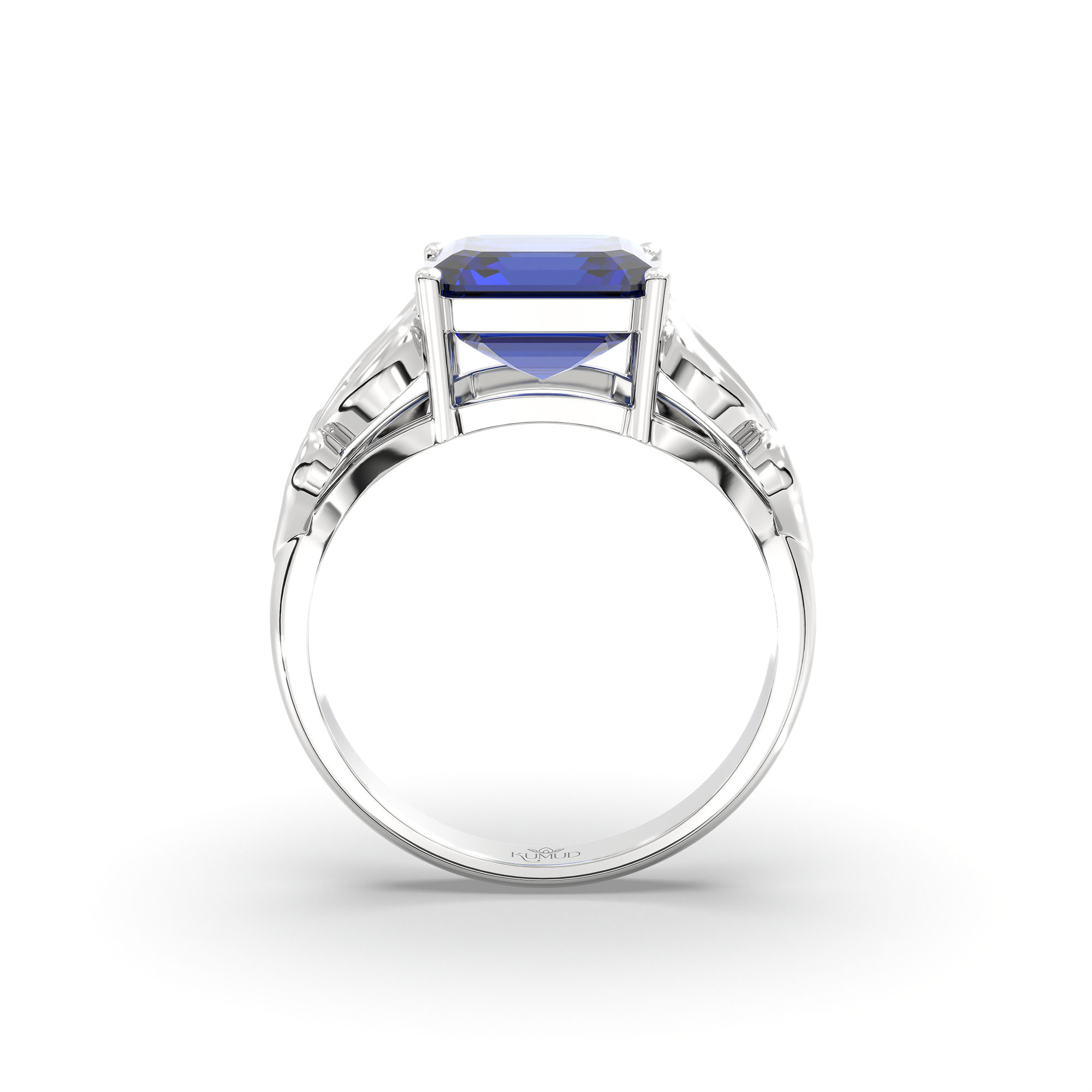 Blue Sapphire (Neelam) Ring in 925 Sterling Silver – Cushion 8 mm, Prong Setting, 4 g (Design K15-9) thumbnail