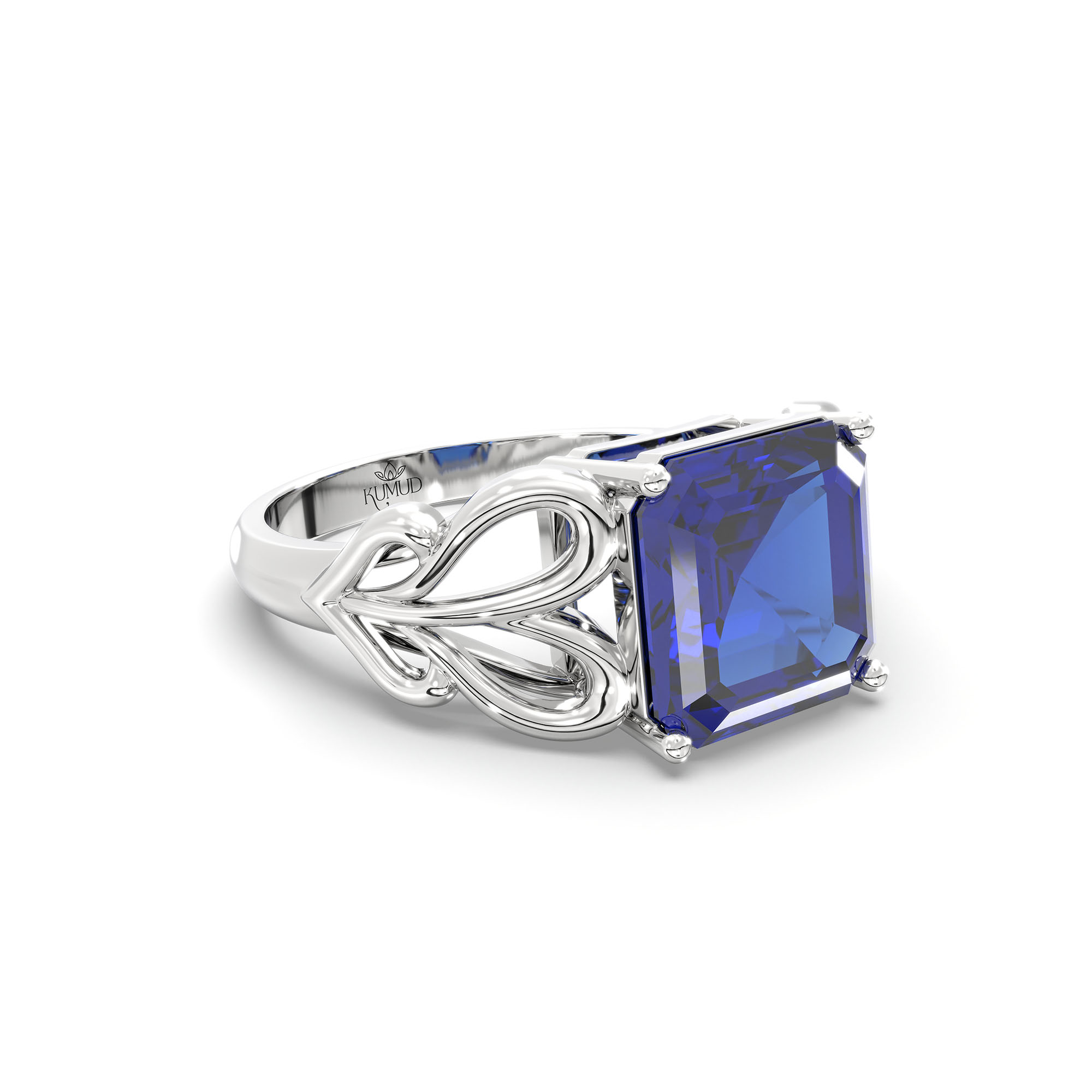 Blue Sapphire (Neelam) Ring in 925 Sterling Silver – Cushion 8 mm, Prong Setting, 4 g (Design K15-9) thumbnail
