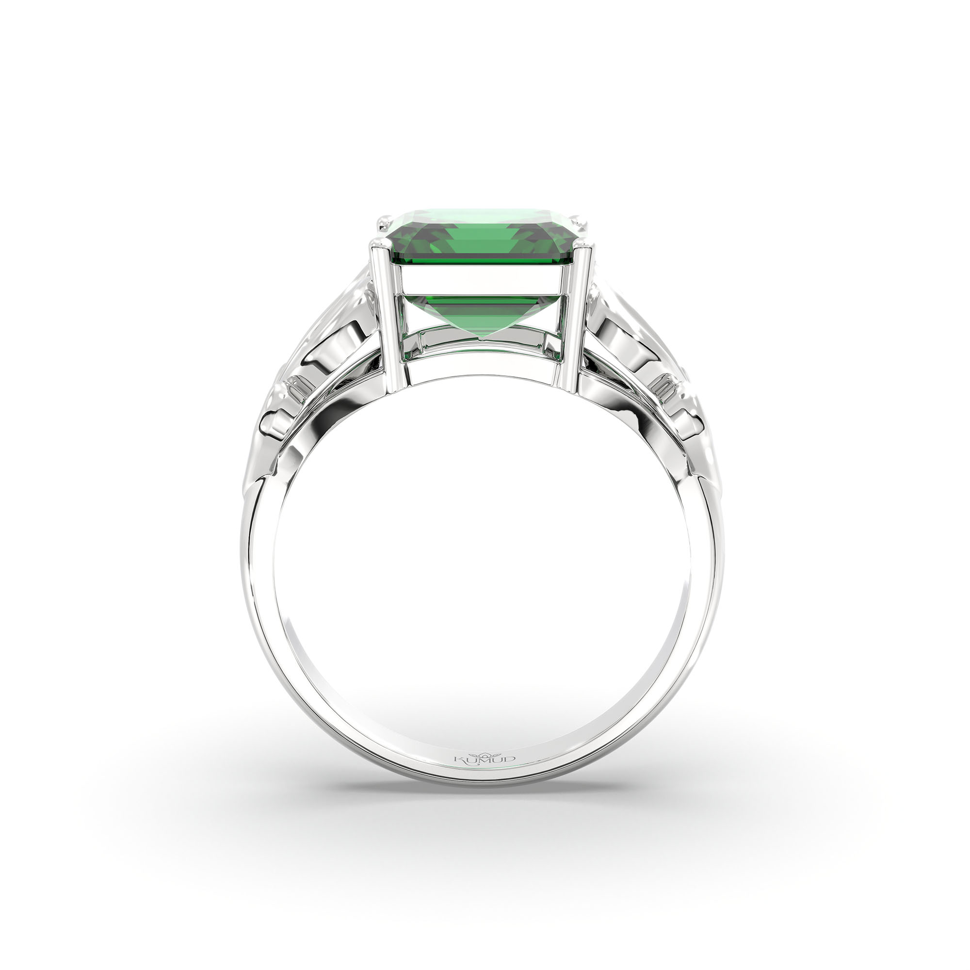 Emerald (Panna) Ring in 925 Sterling Silver – Cushion 8 mm, Prong Setting, 4 g (Design K15-9) thumbnail