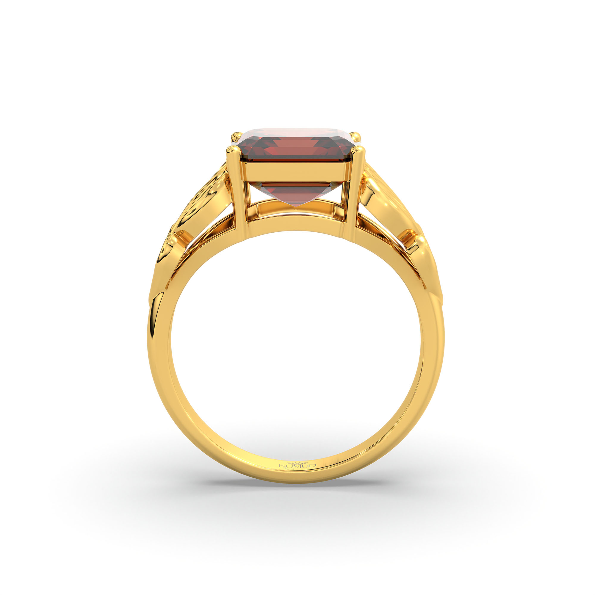 Hessonite (Gomed) Ring in 22K Yellow Gold – Cushion 8 mm, Prong Setting, 4 g (Design K15-9) thumbnail