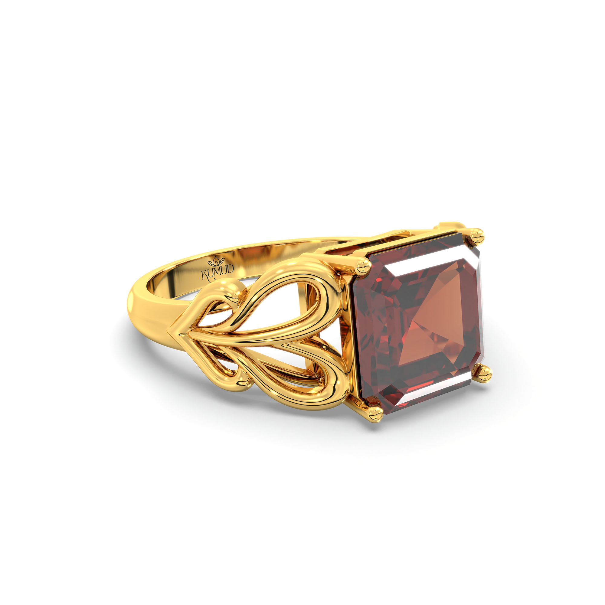 Hessonite (Gomed) Ring in 22K Yellow Gold – Cushion 8 mm, Prong Setting, 4 g (Design K15-9) thumbnail