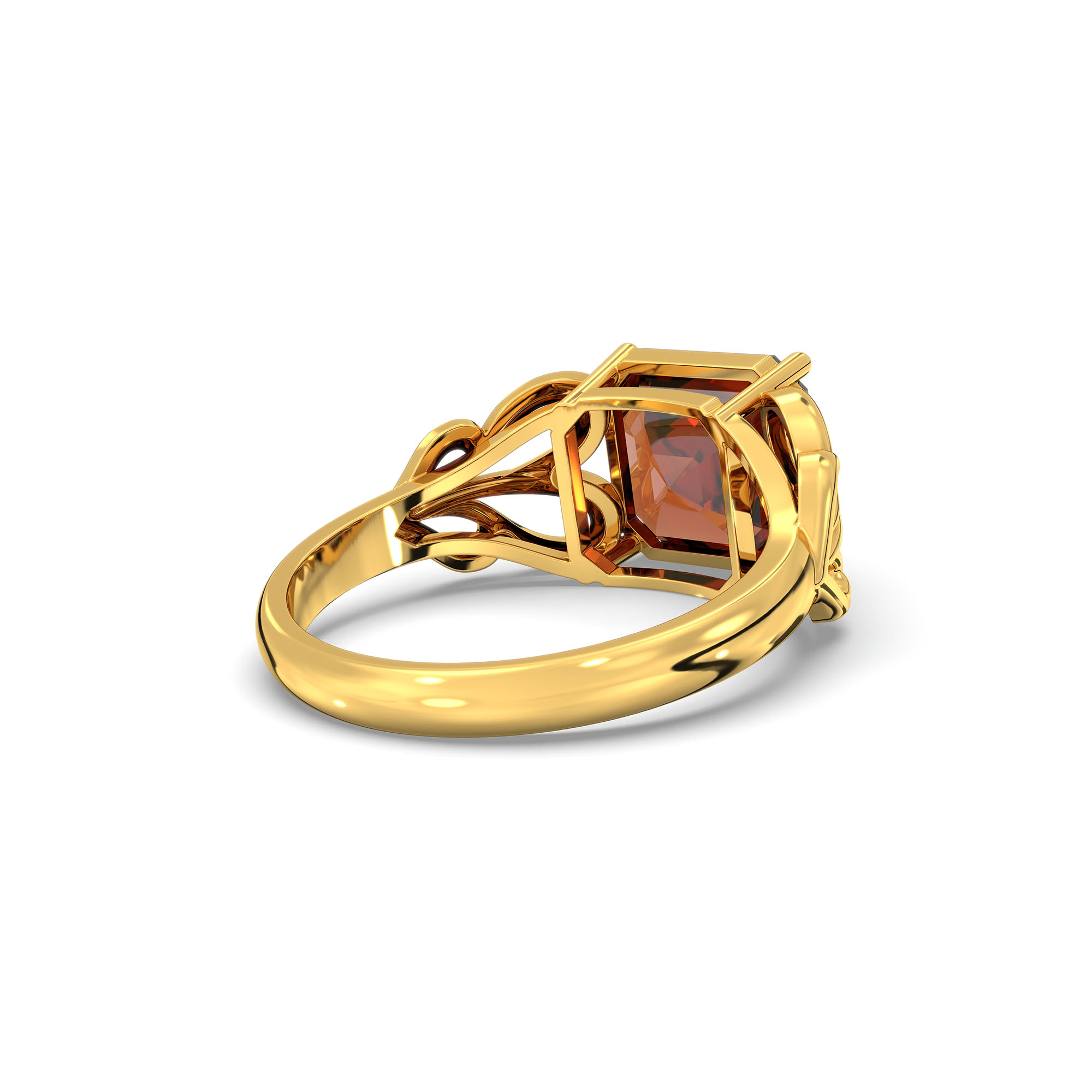 Hessonite (Gomed) Ring in 22K Yellow Gold – Cushion 8 mm, Prong Setting, 4 g (Design K15-9) thumbnail