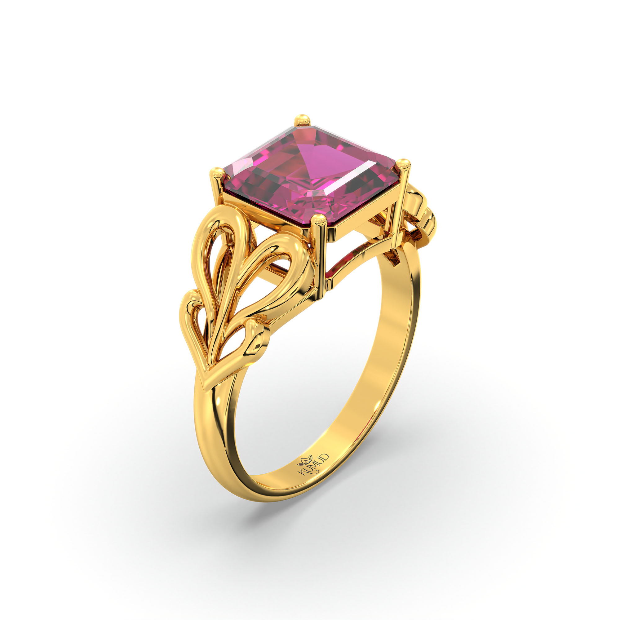 Ruby (Manik) Ring in 22K Yellow Gold – Cushion 8 mm, Prong Setting, 4 g (Design K15-9) thumbnail