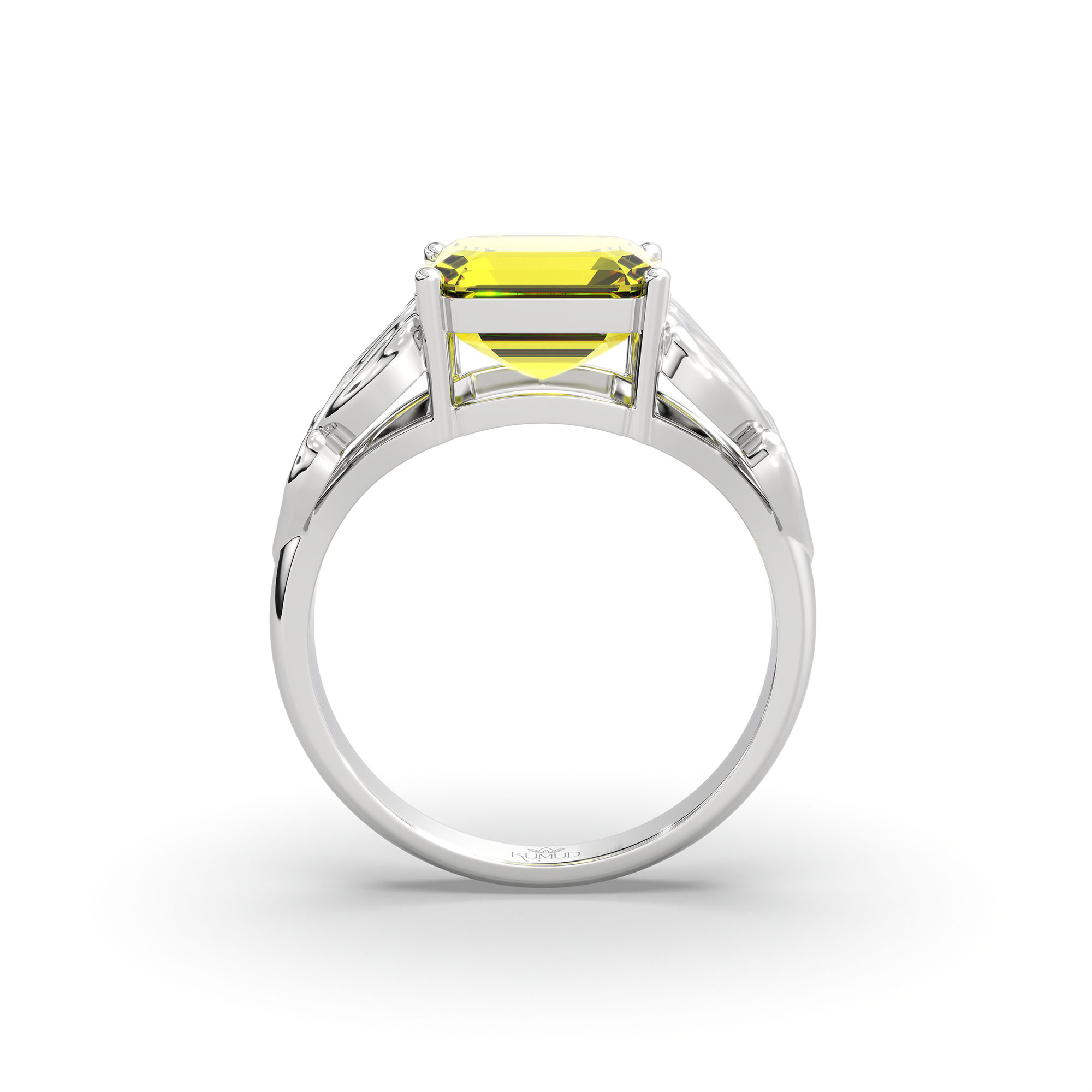 Yellow Sapphire (Pukhraj) Ring in 925 Sterling Silver – Cushion 8 mm, Prong Setting, 4 g (Design K15-9) thumbnail