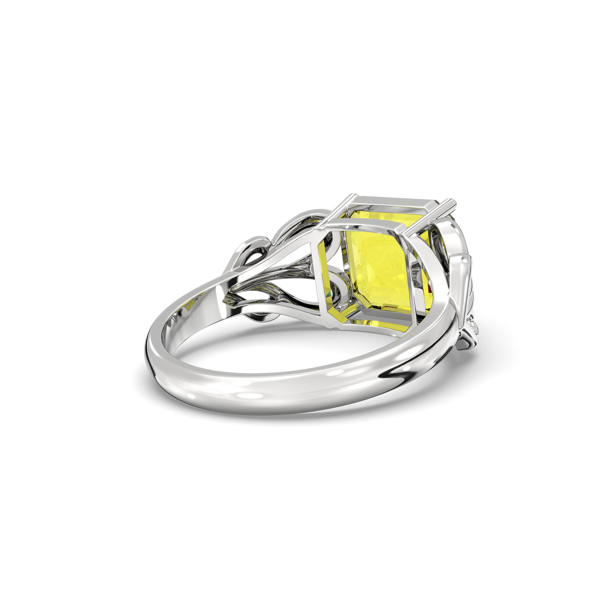 Yellow Sapphire (Pukhraj) Ring in 925 Sterling Silver – Cushion 8 mm, Prong Setting, 4 g (Design K15-9) thumbnail