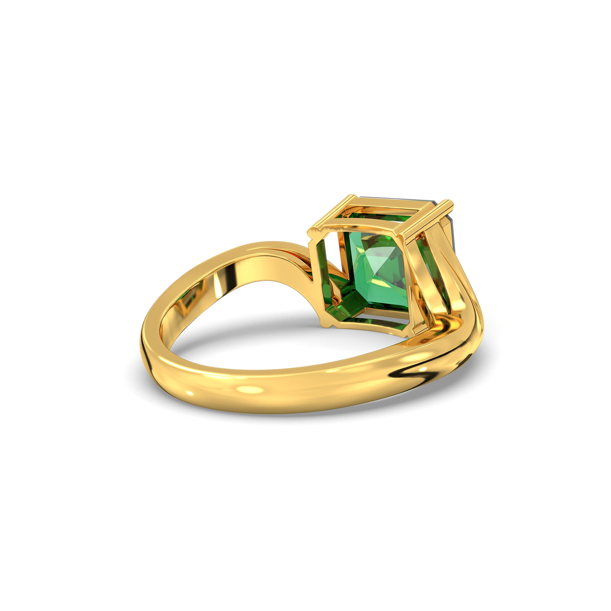 Emerald (Panna) Ring in 22K Yellow Gold – Cushion 8 mm, Prong Setting, 5 g (Design K15-10) thumbnail