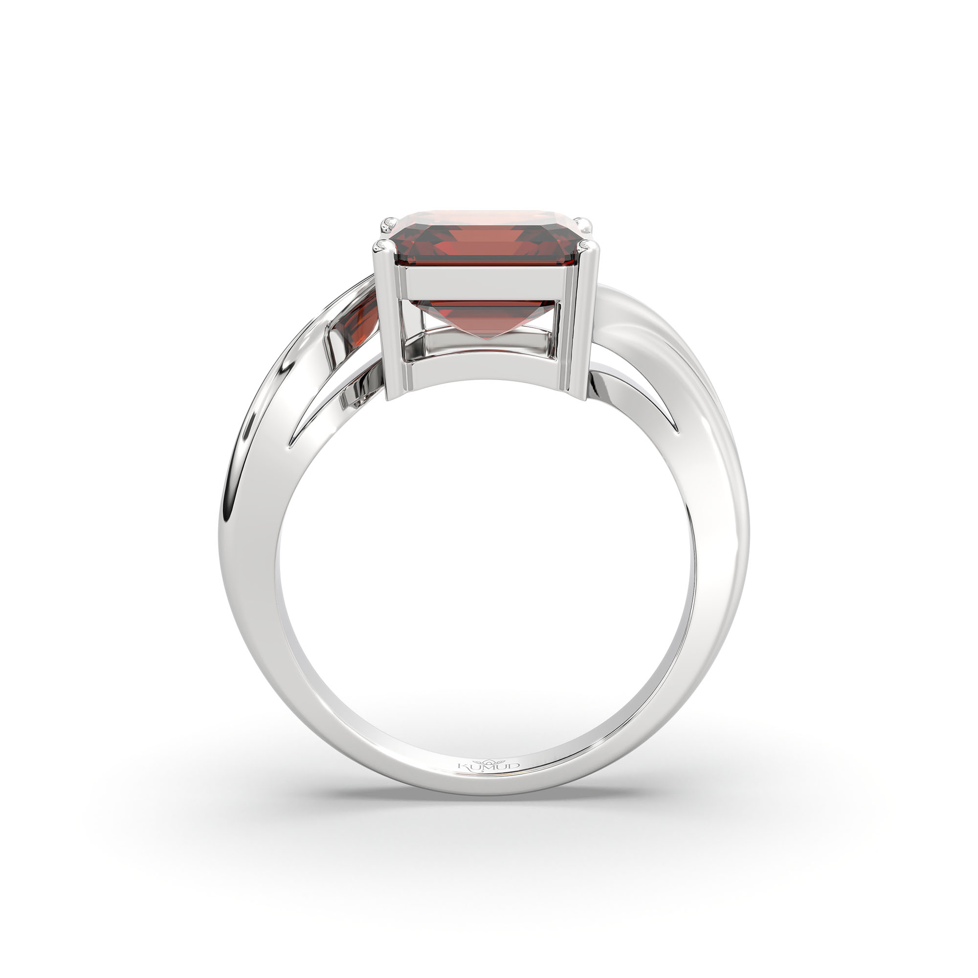 Hessonite (Gomed) Ring in 925 Sterling Silver – Cushion 8 mm, Prong Setting, 5 g (Design K15-10) thumbnail
