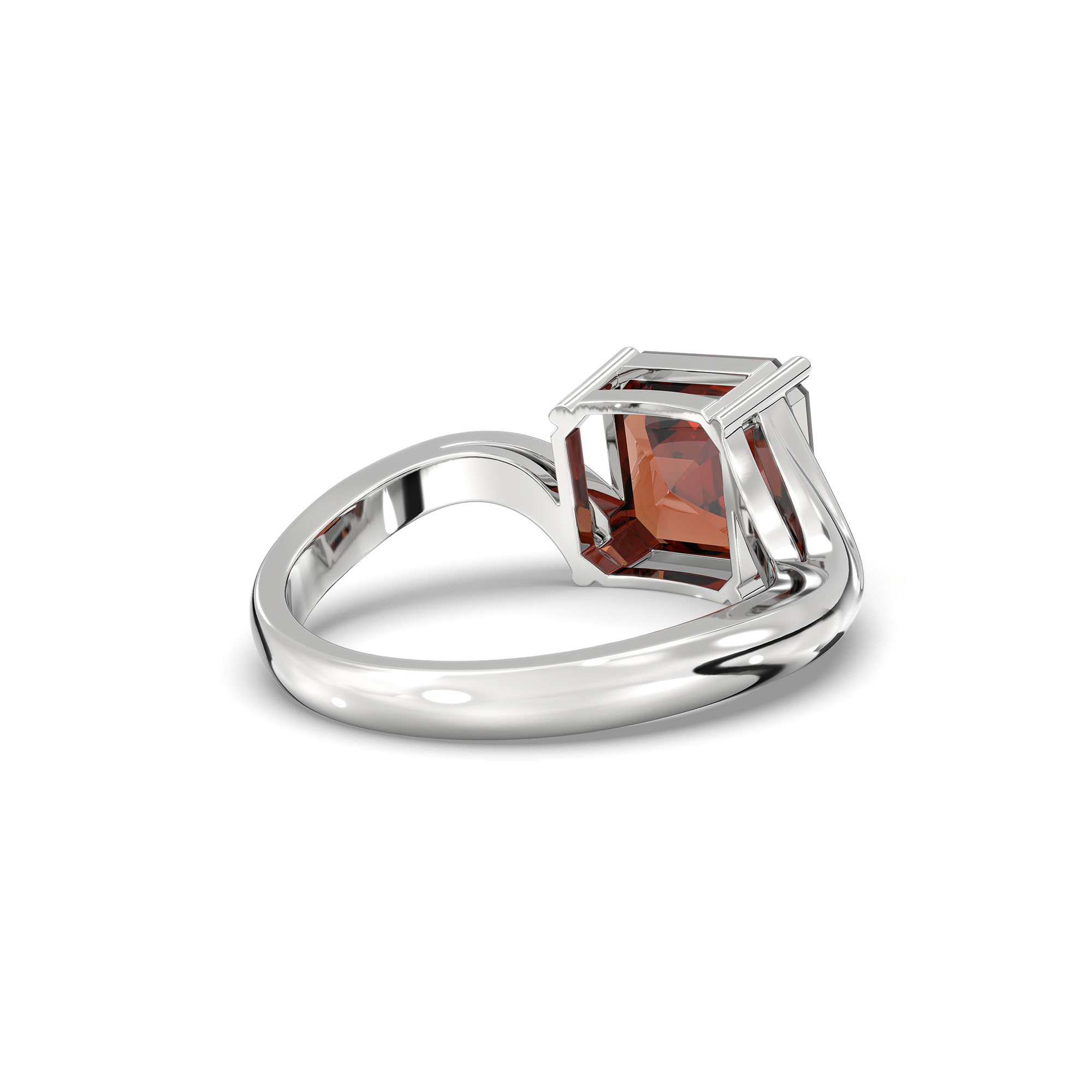 Hessonite (Gomed) Ring in 925 Sterling Silver – Cushion 8 mm, Prong Setting, 5 g (Design K15-10) thumbnail