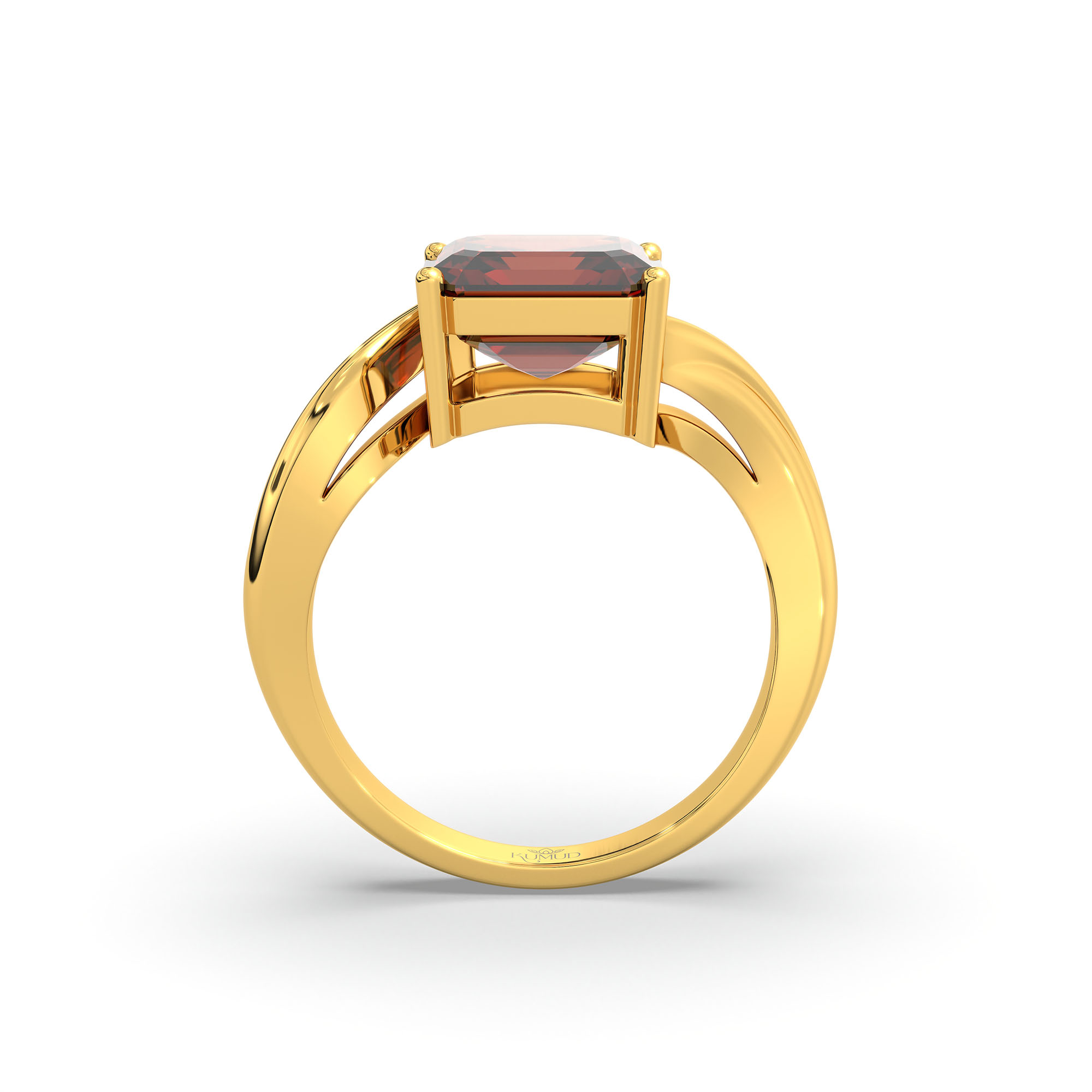 Hessonite (Gomed) Ring in 22K Yellow Gold – Cushion 8 mm, Prong Setting, 5 g (Design K15-10) thumbnail