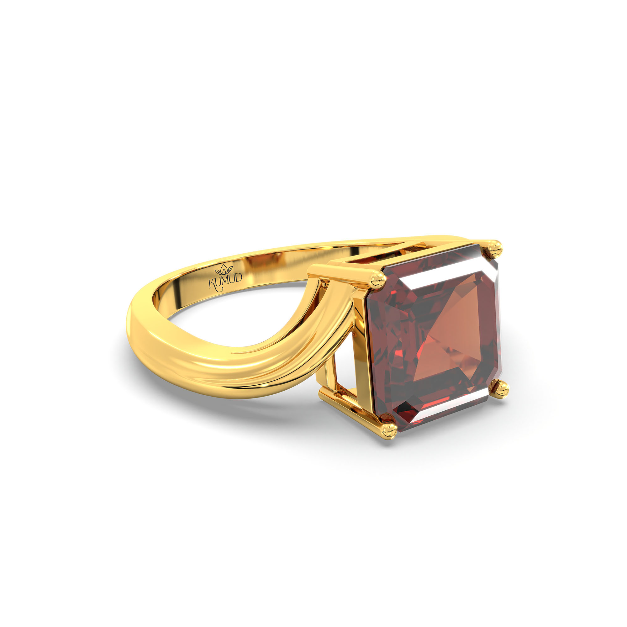 Hessonite (Gomed) Ring in 22K Yellow Gold – Cushion 8 mm, Prong Setting, 5 g (Design K15-10) thumbnail
