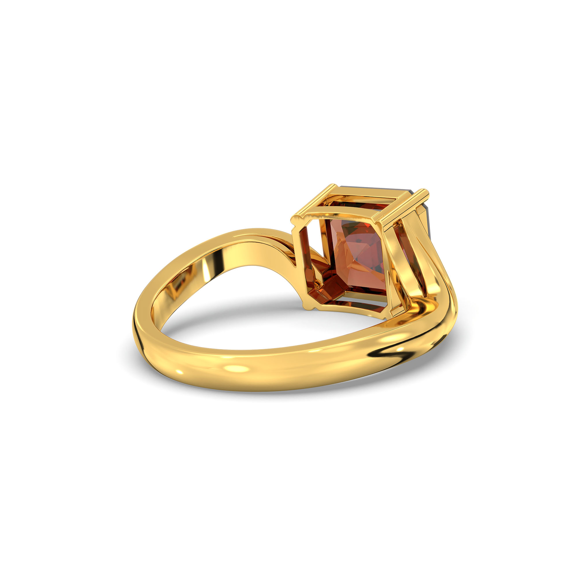 Hessonite (Gomed) Ring in 22K Yellow Gold – Cushion 8 mm, Prong Setting, 5 g (Design K15-10) thumbnail