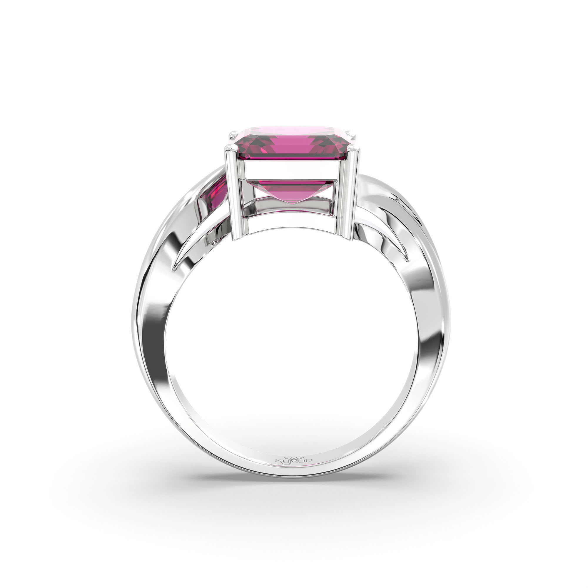 Ruby (Manik) Ring in 18K White Gold – Cushion 8 mm, Prong Setting, 5 g (Design K15-10) thumbnail