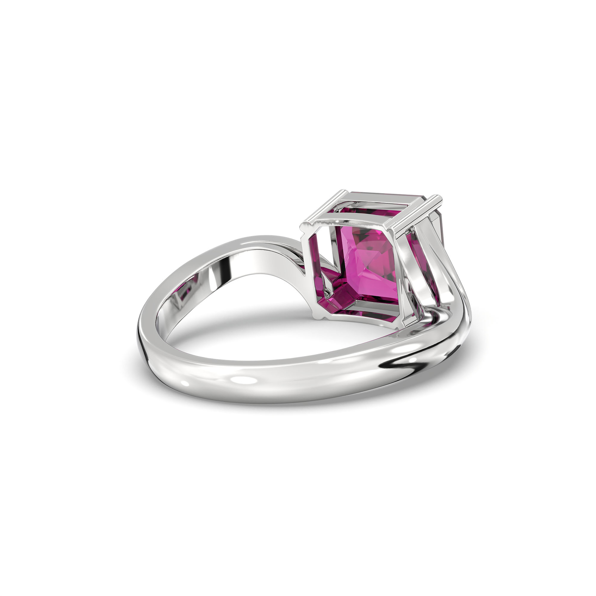 Ruby (Manik) Ring in 18K White Gold – Cushion 8 mm, Prong Setting, 5 g (Design K15-10) thumbnail