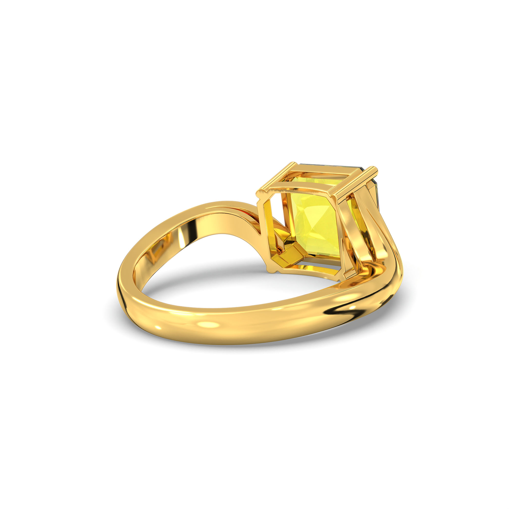 Yellow Sapphire (Pukhraj) Ring in 22K Yellow Gold – Cushion 8 mm, Prong Setting, 5 g (Design K15-10) thumbnail