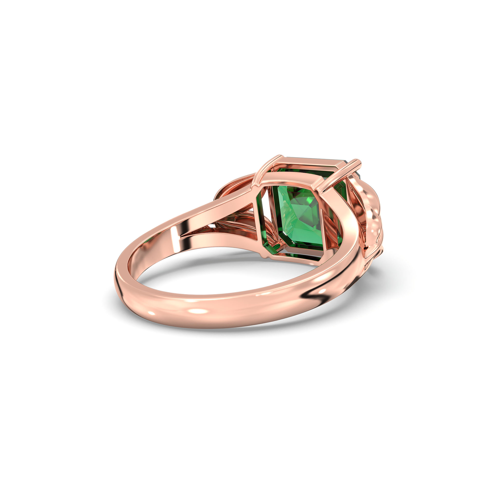 Emerald (Panna) Ring for Women in 18K Rose Gold – Cushion 8 mm, Prong Setting, 5 g thumbnail
