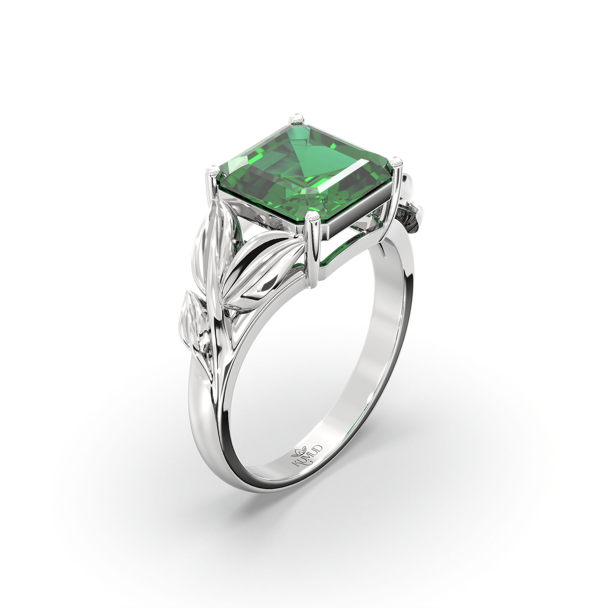 Emerald (Panna) Ring for Women in 925 Sterling Silver – Cushion 8 mm, Prong Setting, 5 g thumbnail