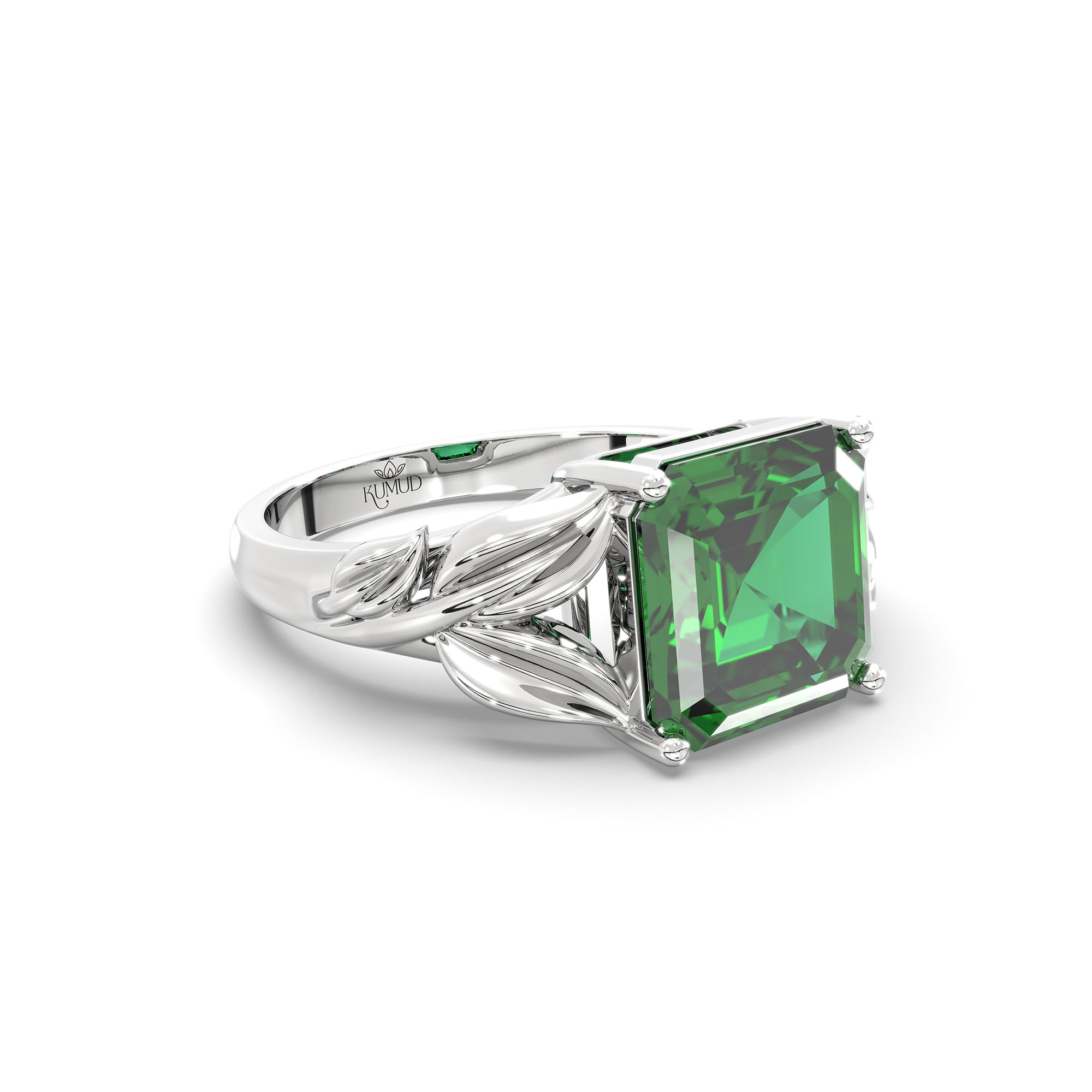 Emerald (Panna) Ring for Women in 925 Sterling Silver – Cushion 8 mm, Prong Setting, 5 g thumbnail