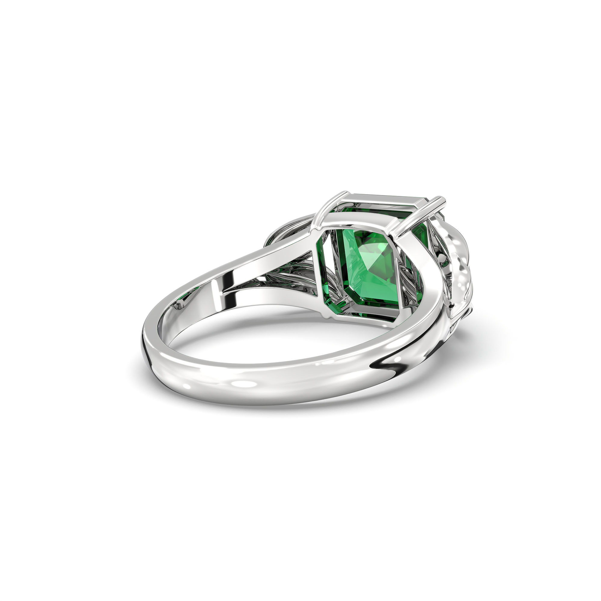Emerald (Panna) Ring for Women in 925 Sterling Silver – Cushion 8 mm, Prong Setting, 5 g thumbnail