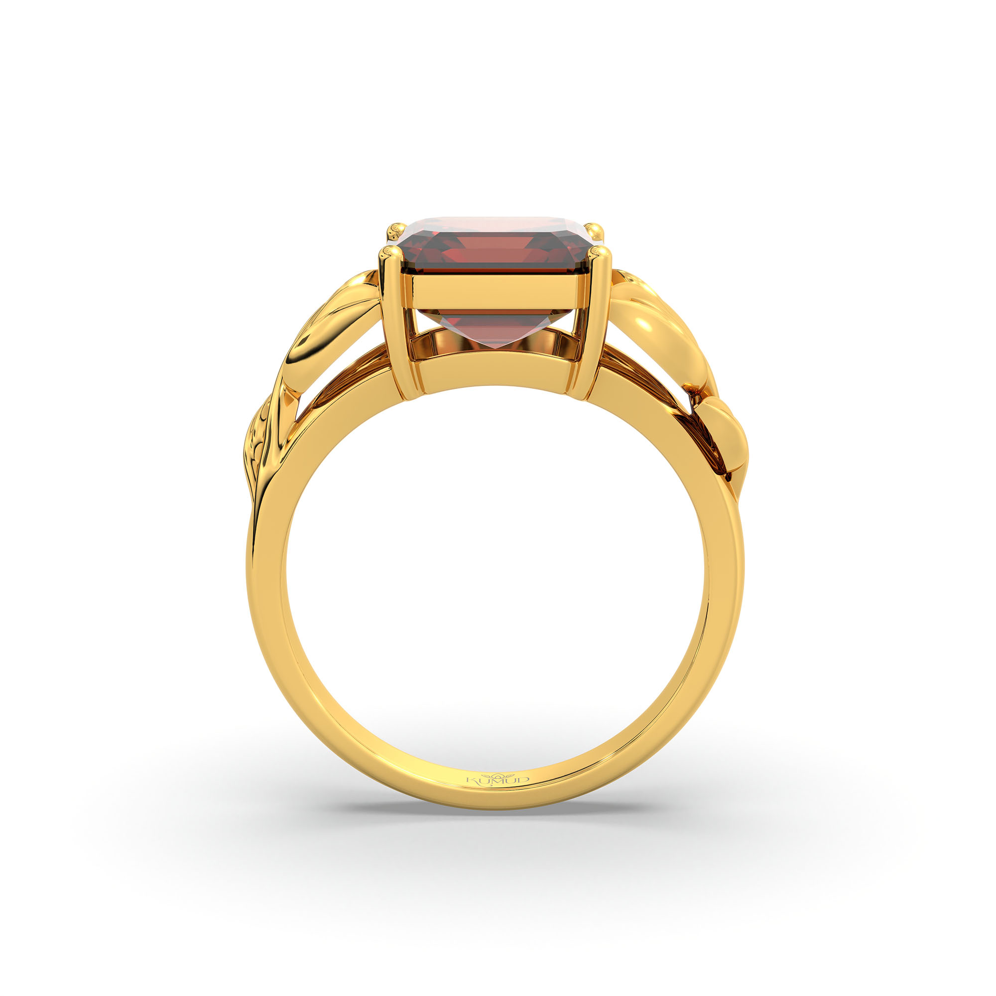 Hessonite (Gomed) Ring for Women in 22K Yellow Gold – Cushion 8 mm, Prong Setting, 5 g thumbnail