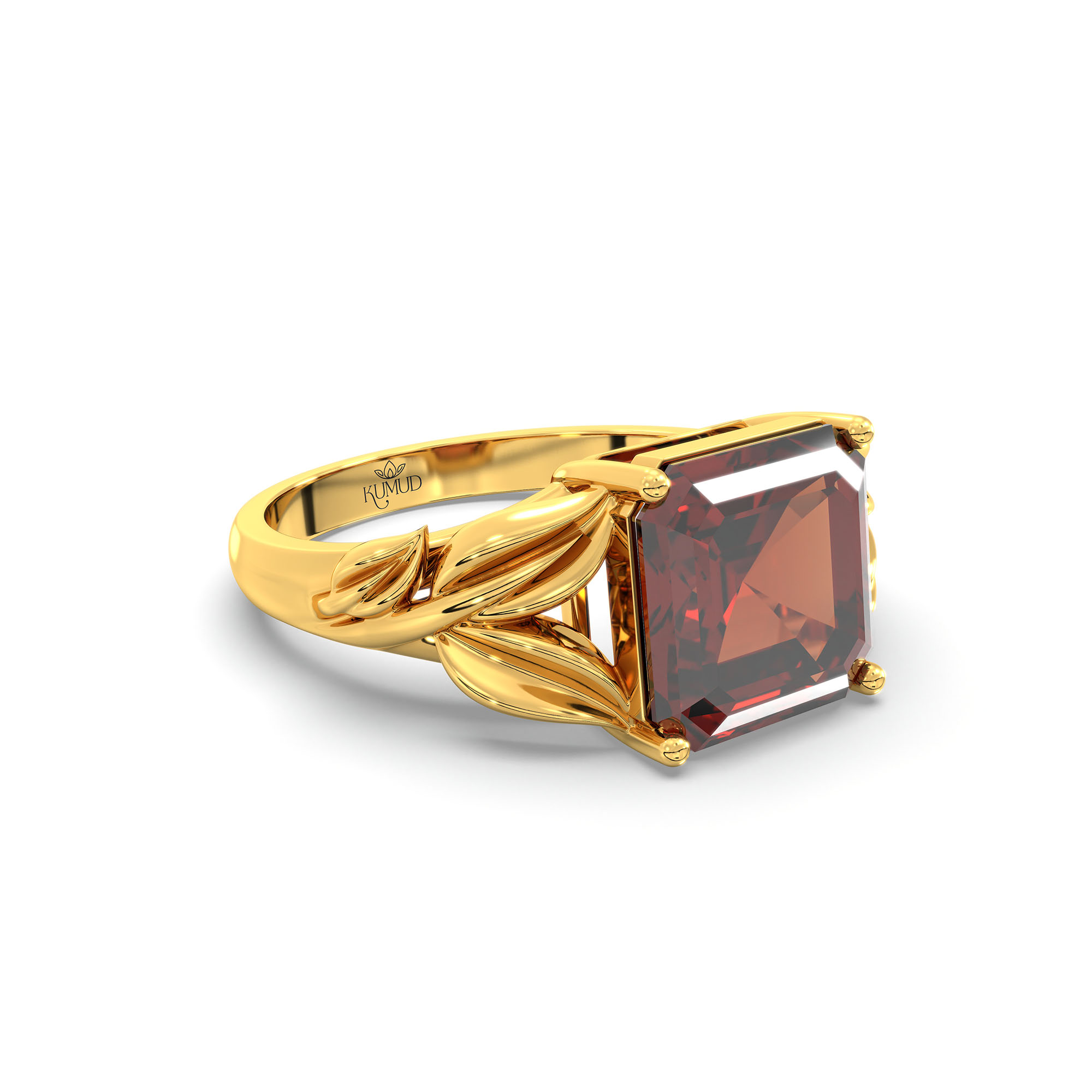 Hessonite (Gomed) Ring for Women in 22K Yellow Gold – Cushion 8 mm, Prong Setting, 5 g thumbnail