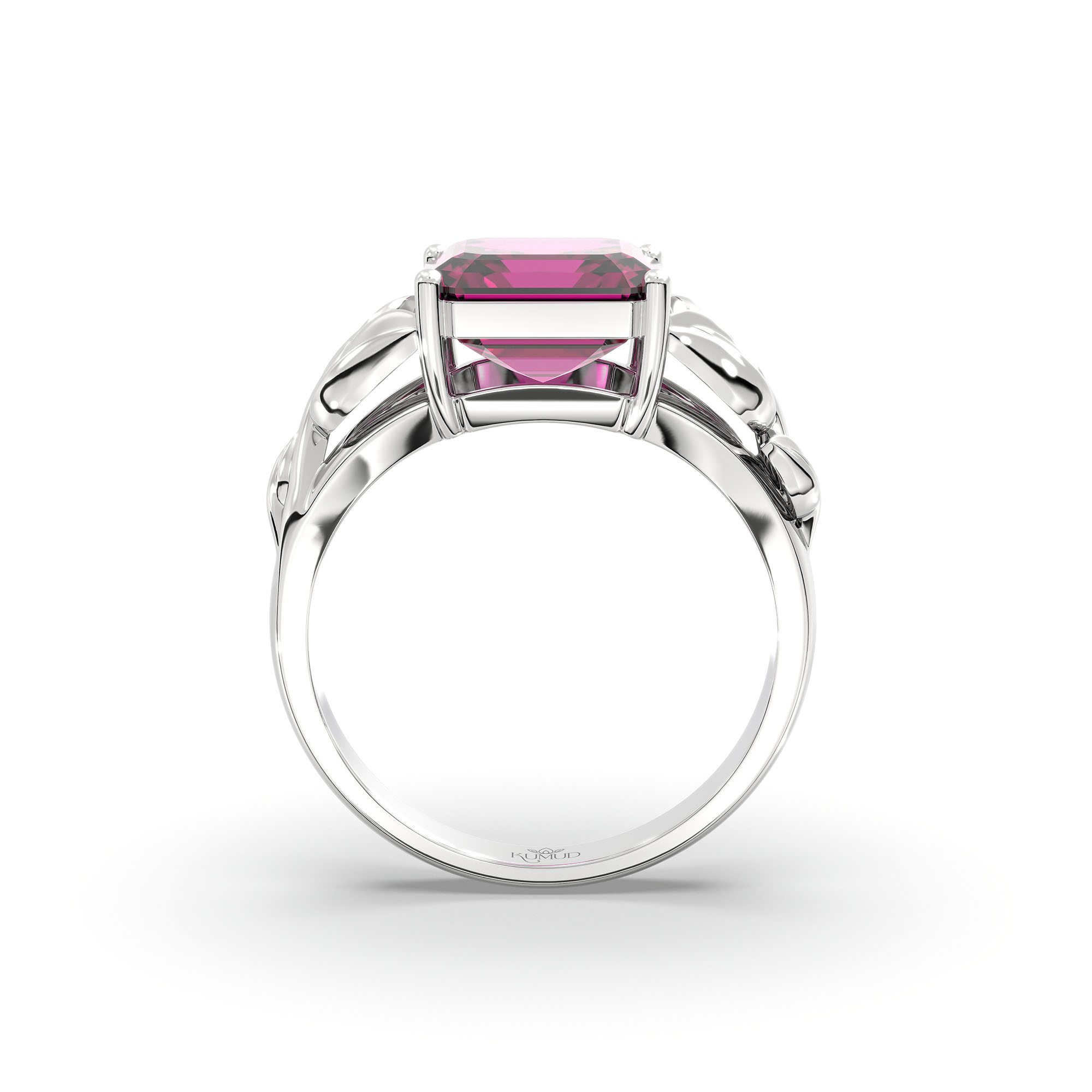 Ruby (Manik) Ring for Women in 18K White Gold – Cushion 8 mm, Prong Setting, 5 g thumbnail