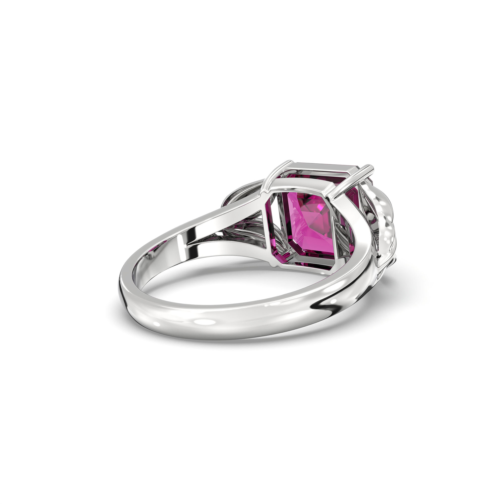 Ruby (Manik) Ring for Women in 18K White Gold – Cushion 8 mm, Prong Setting, 5 g thumbnail